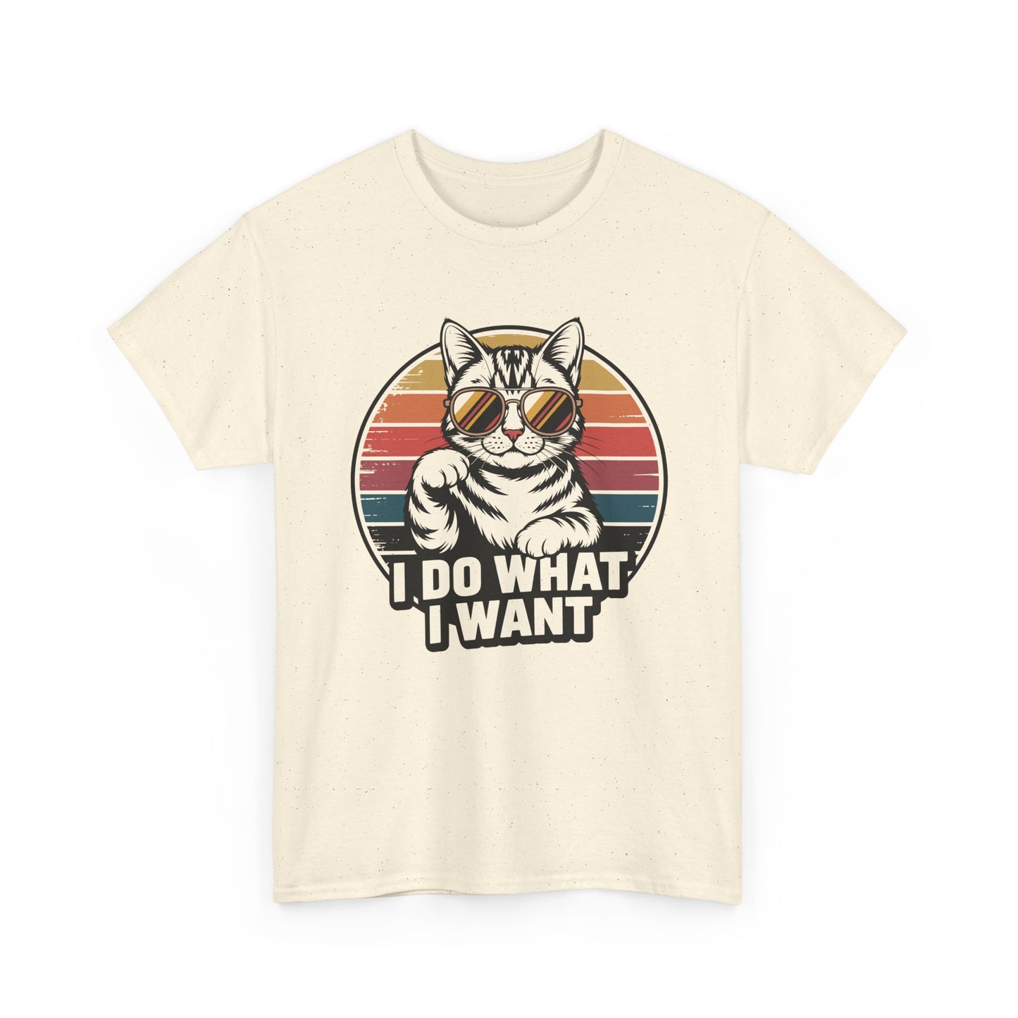 I Do What I Want Cat T-Shirt — Retro Sunglasses Vintage Stripe Graphic Tee