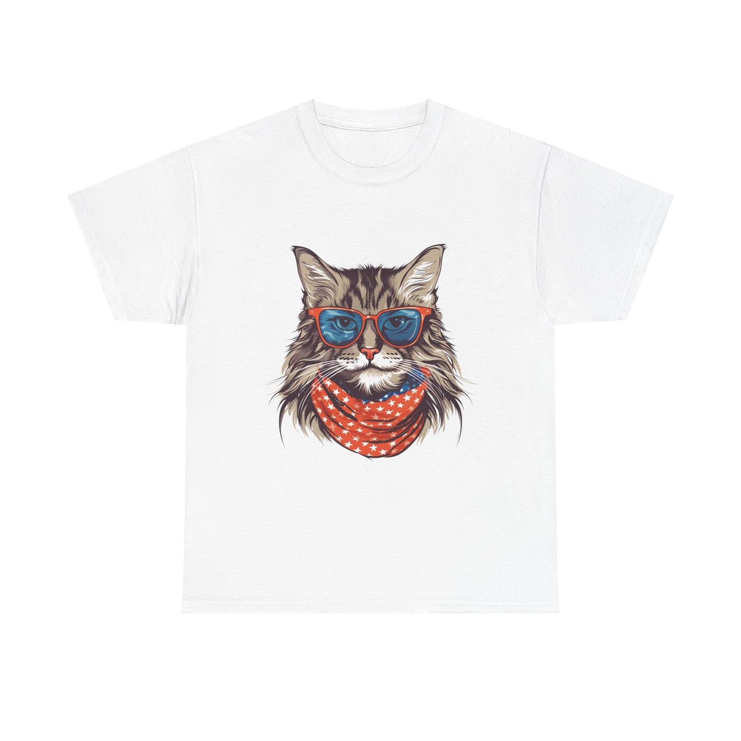 Cat with Sunglasses & Bandana T-Shirt — Cool Retro Cat Graphic Tee