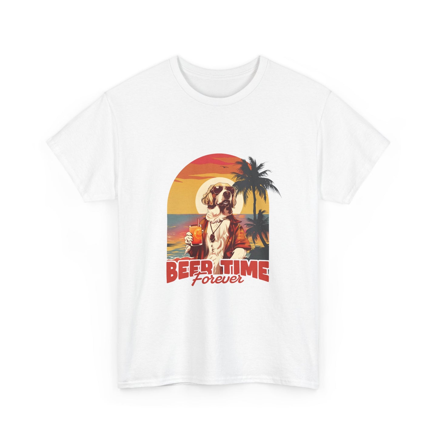 Beer Time Forever T-Shirt — Retro Beach Dog Vacation Tee