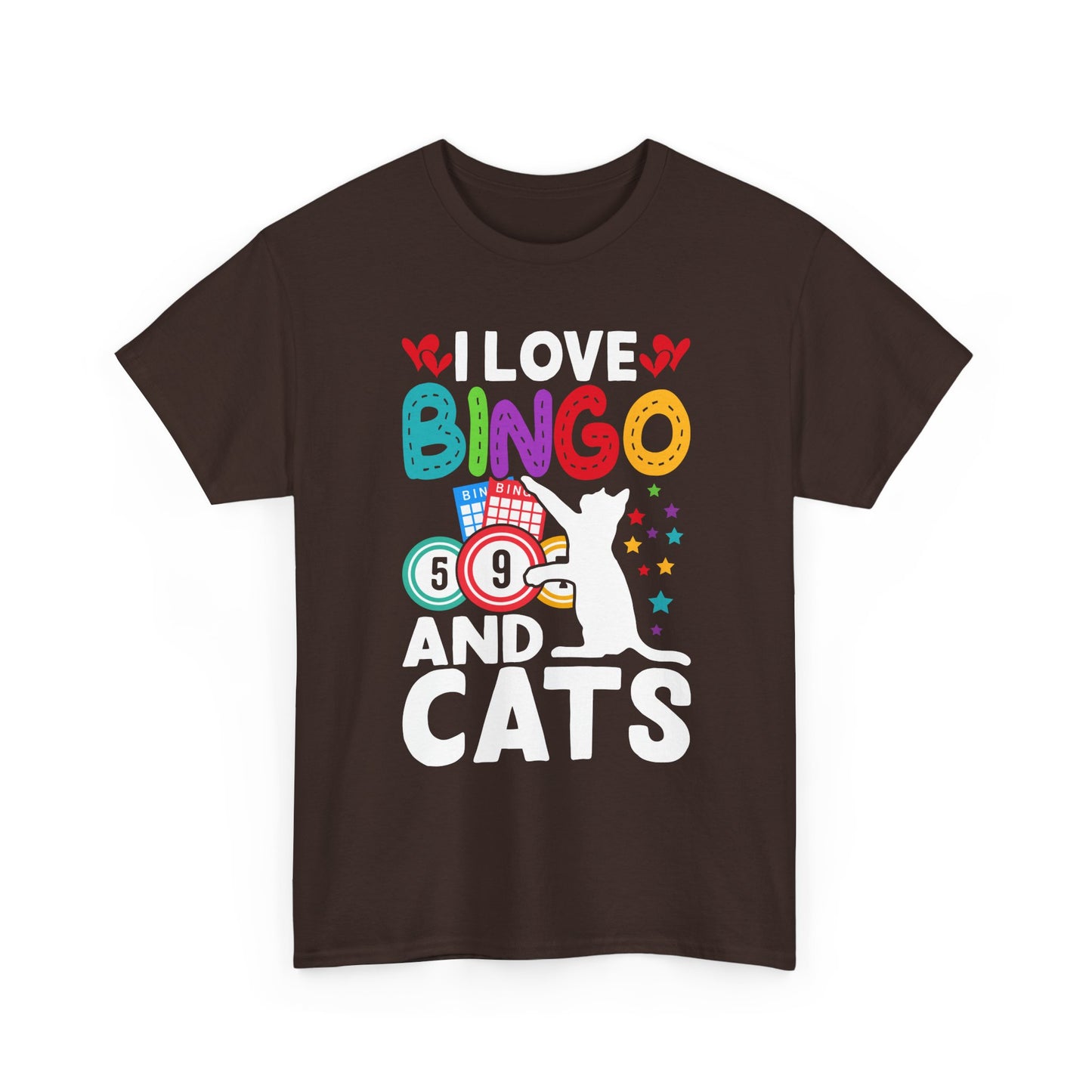 I Love Bingo and Cats T-Shirt — Funny Cat Lover Bingo Tee