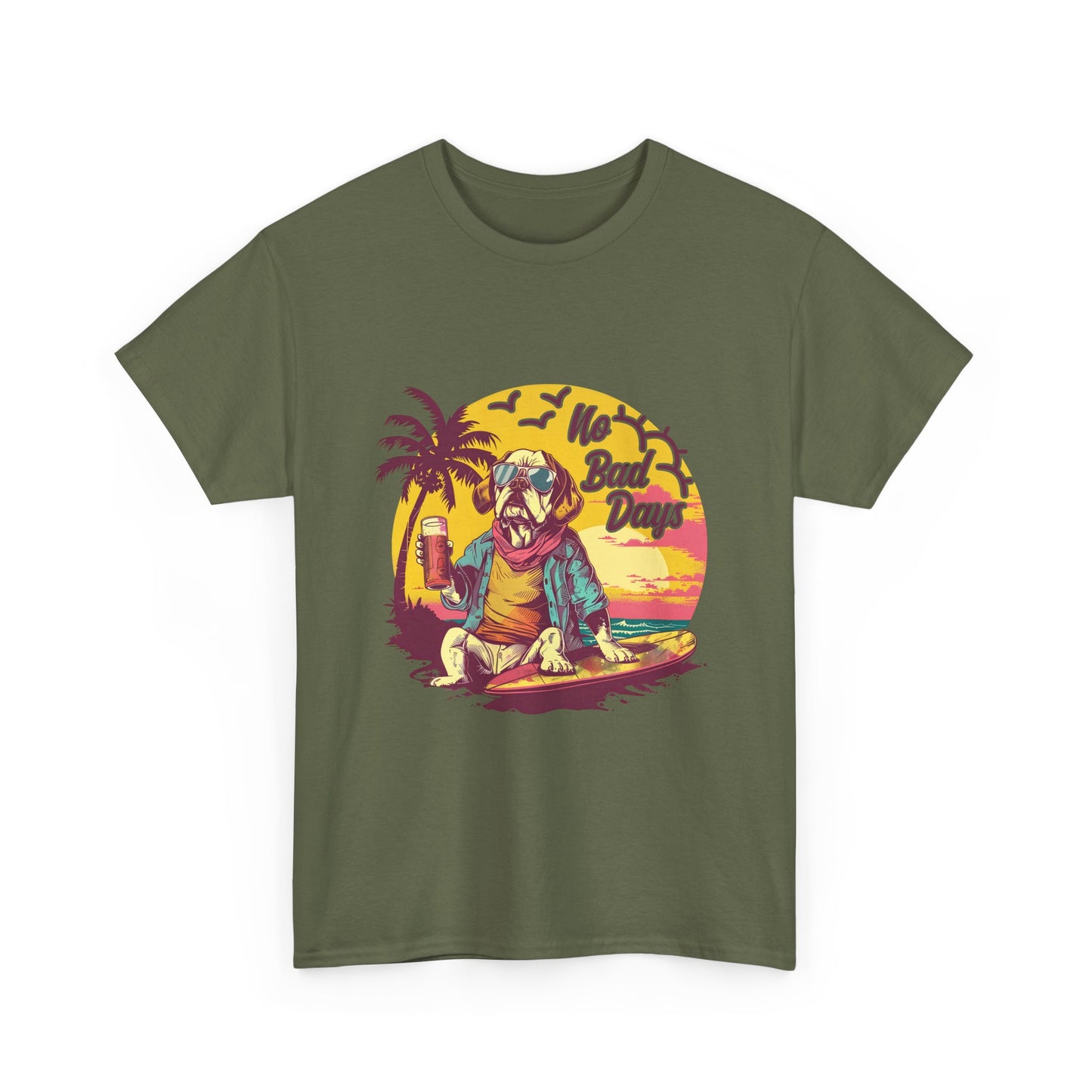 T-Shirt — "No Bad Days" Surf Sloth Retro Beach Tee