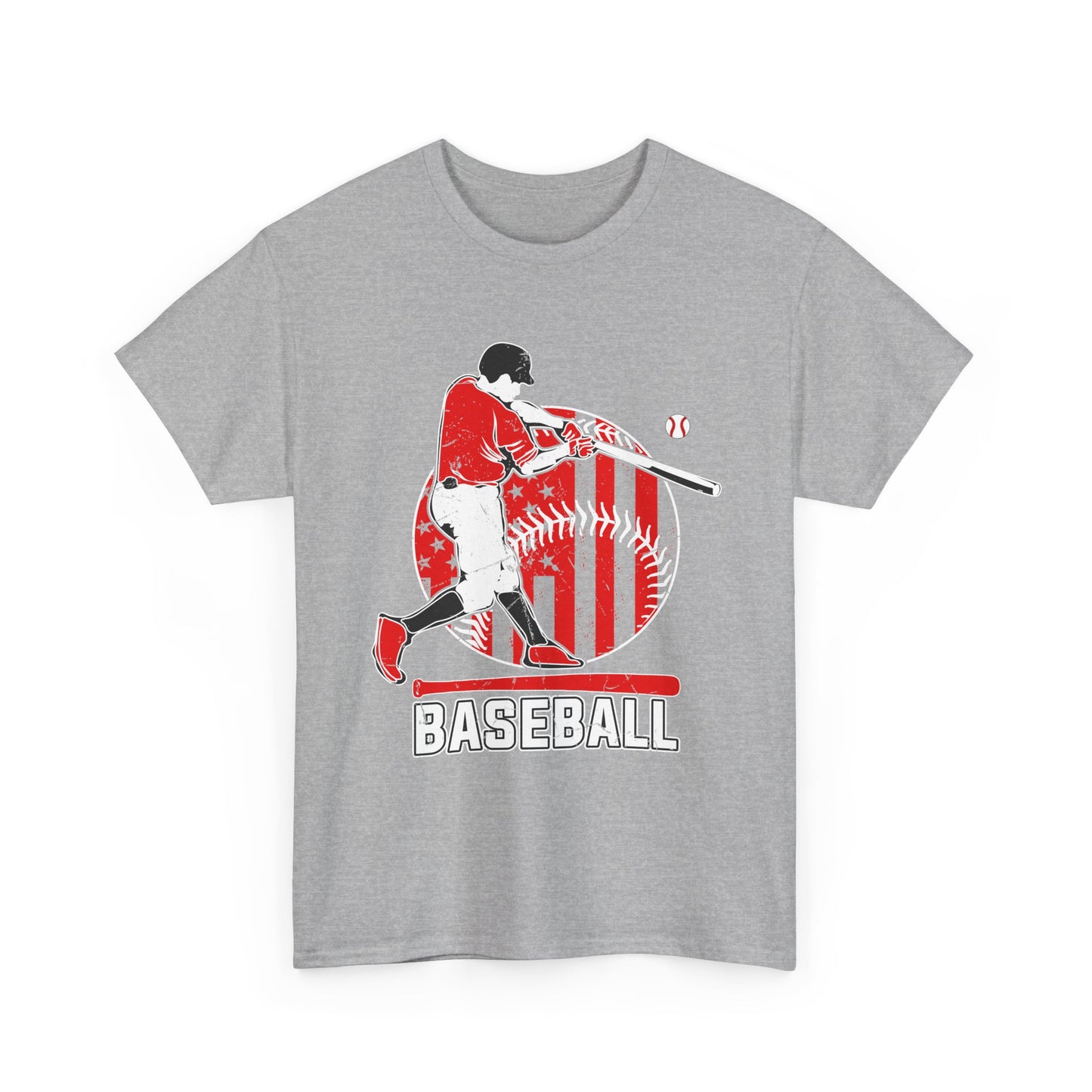 Baseball Player Graphic Tee — Vintage Red Batter Design
