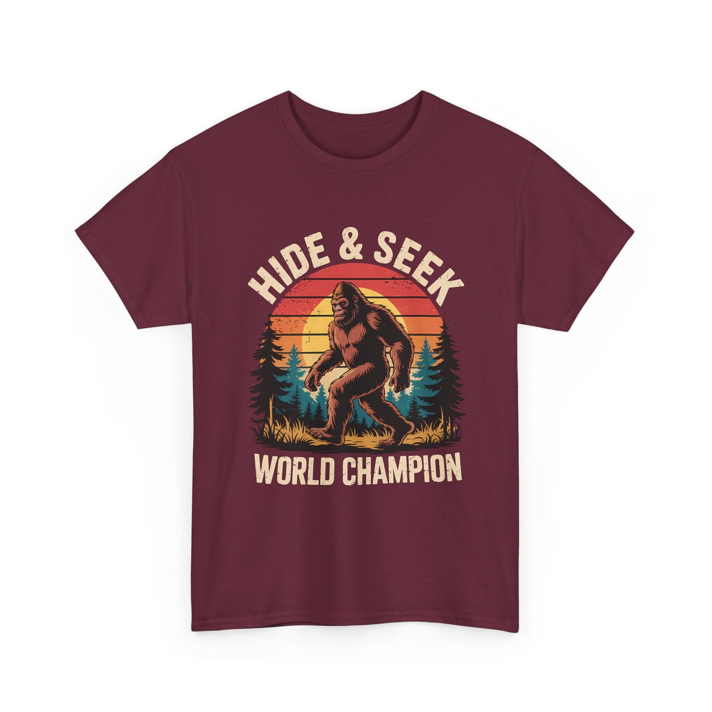 Hide & Seek World Champion T-Shirt — Funny Bigfoot Sasquatch Graphic Tee