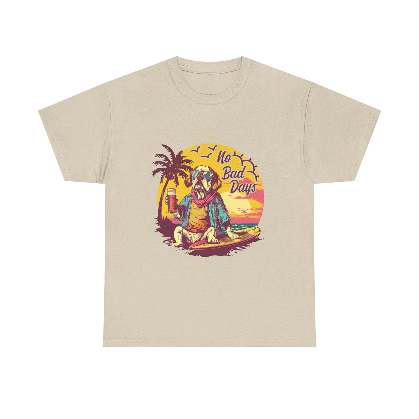 T-Shirt — "No Bad Days" Surf Sloth Retro Beach Tee