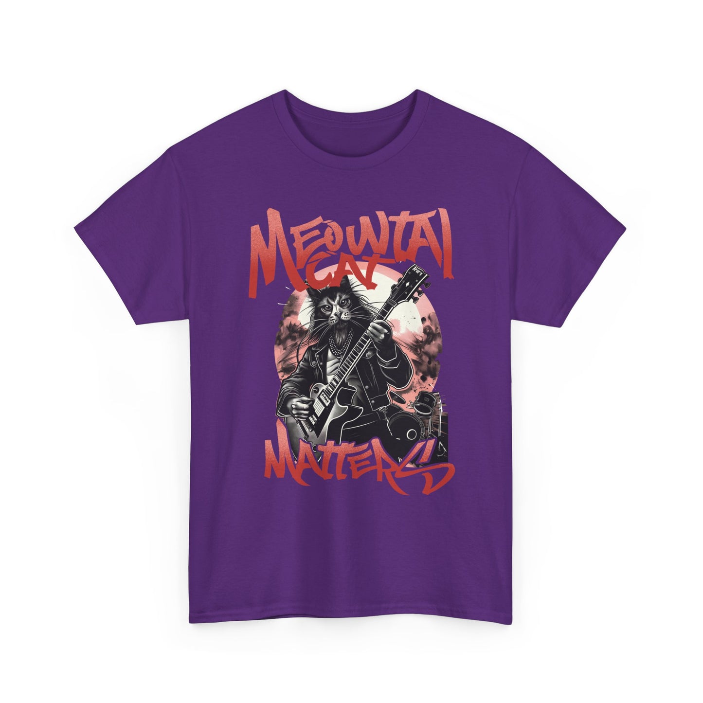 Cat Metal T-Shirt – “Meowtal Matters” Rock Guitar Cat Tee