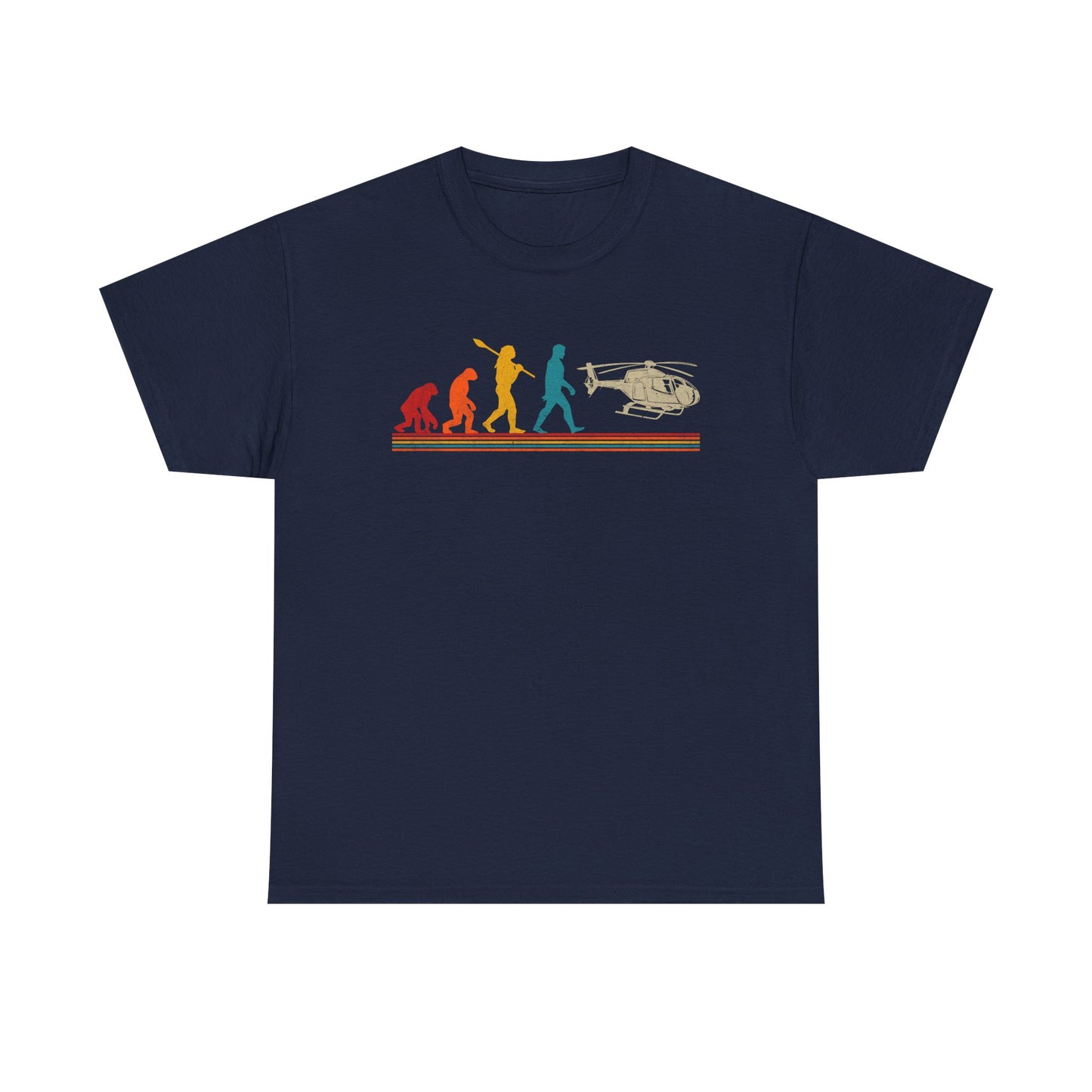 T-Shirt - Evolution of Man to Helicopter Vintage Graphic Tee