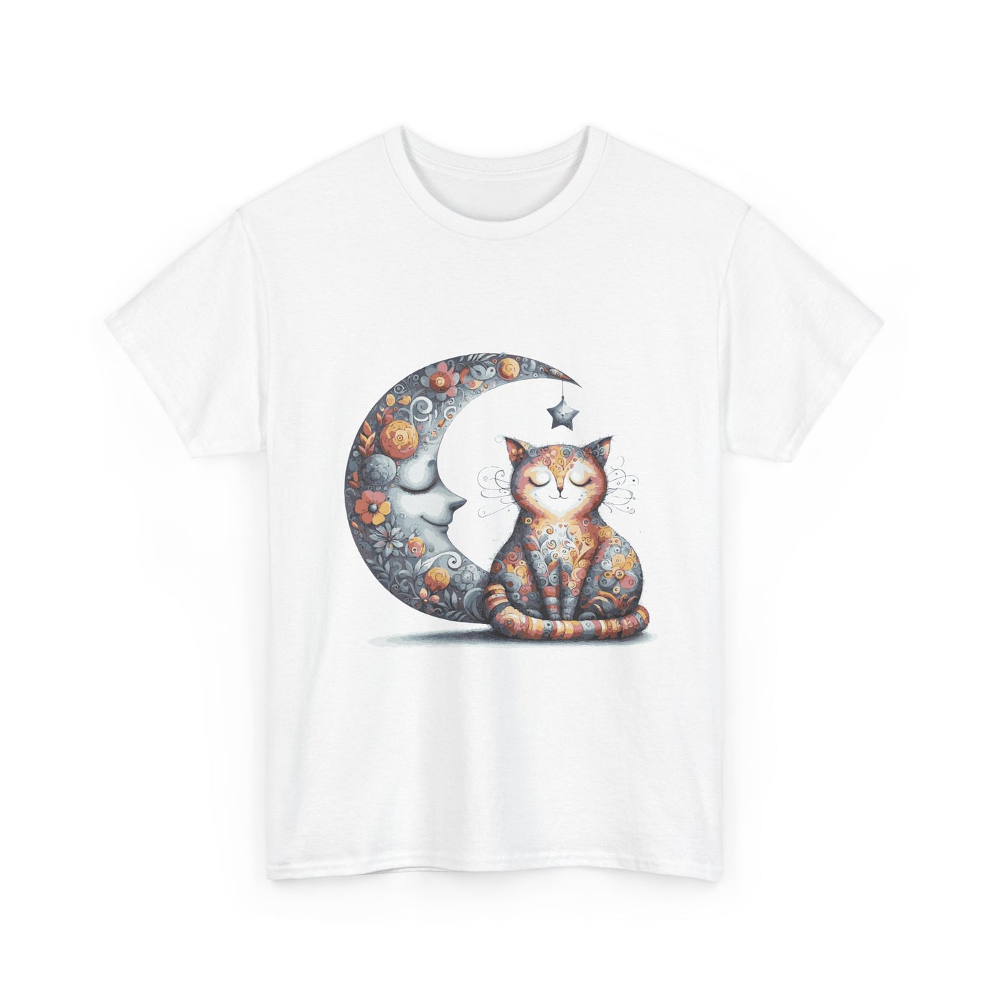 Cat Moon T-Shirt — Whimsical Cosmic Cat Graphic Tee