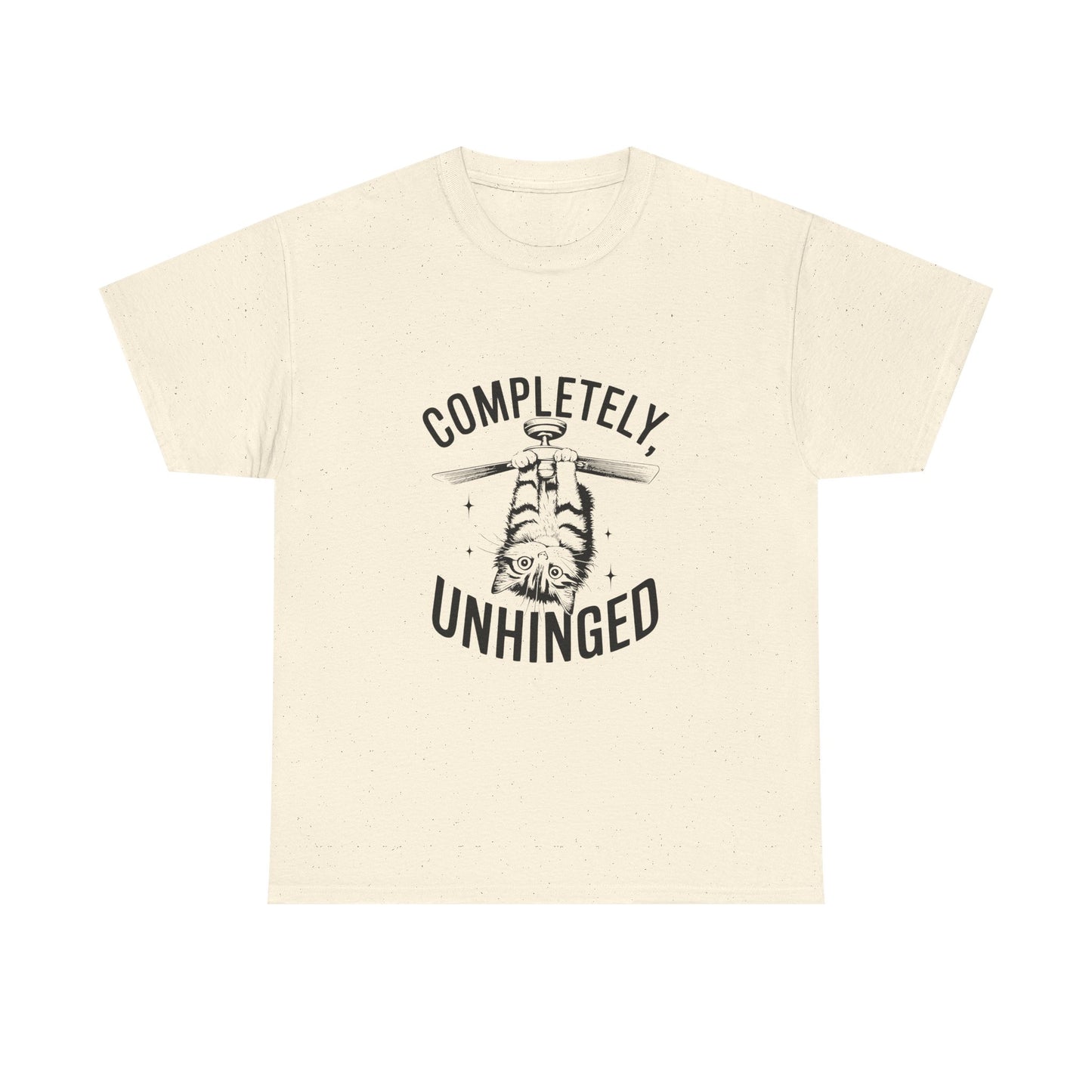 Funny T-Shirt — Completely Unhinged Graphic Tee (Vintage Cat Illustration)