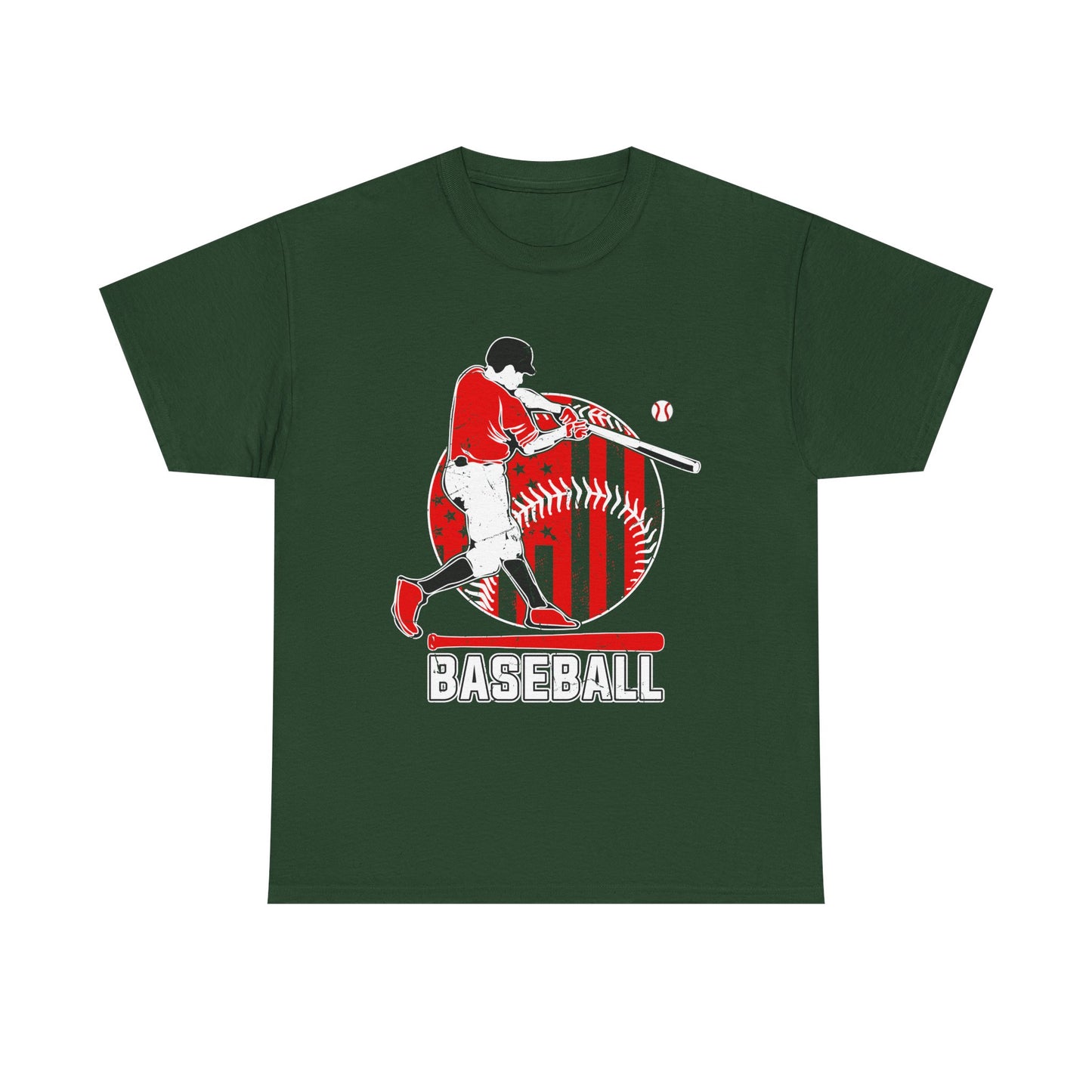 Baseball Player Graphic Tee — Vintage Red Batter Design