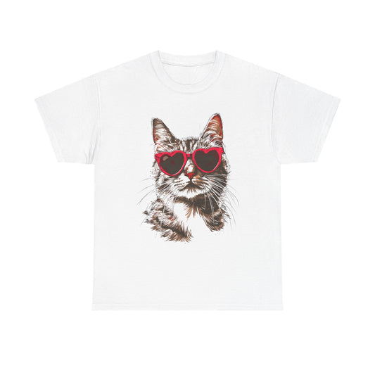 Cat with Heart Sunglasses T-Shirt