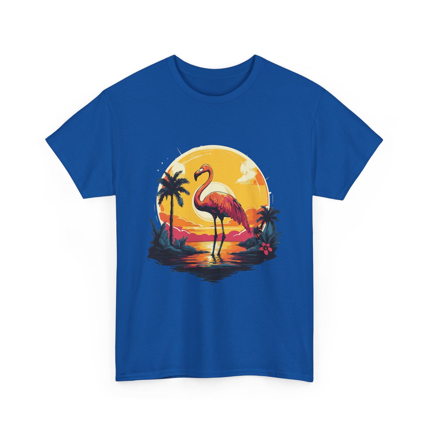 Flamingo Sunset Tee — Tropical Beach Vintage Graphic T-Shirt