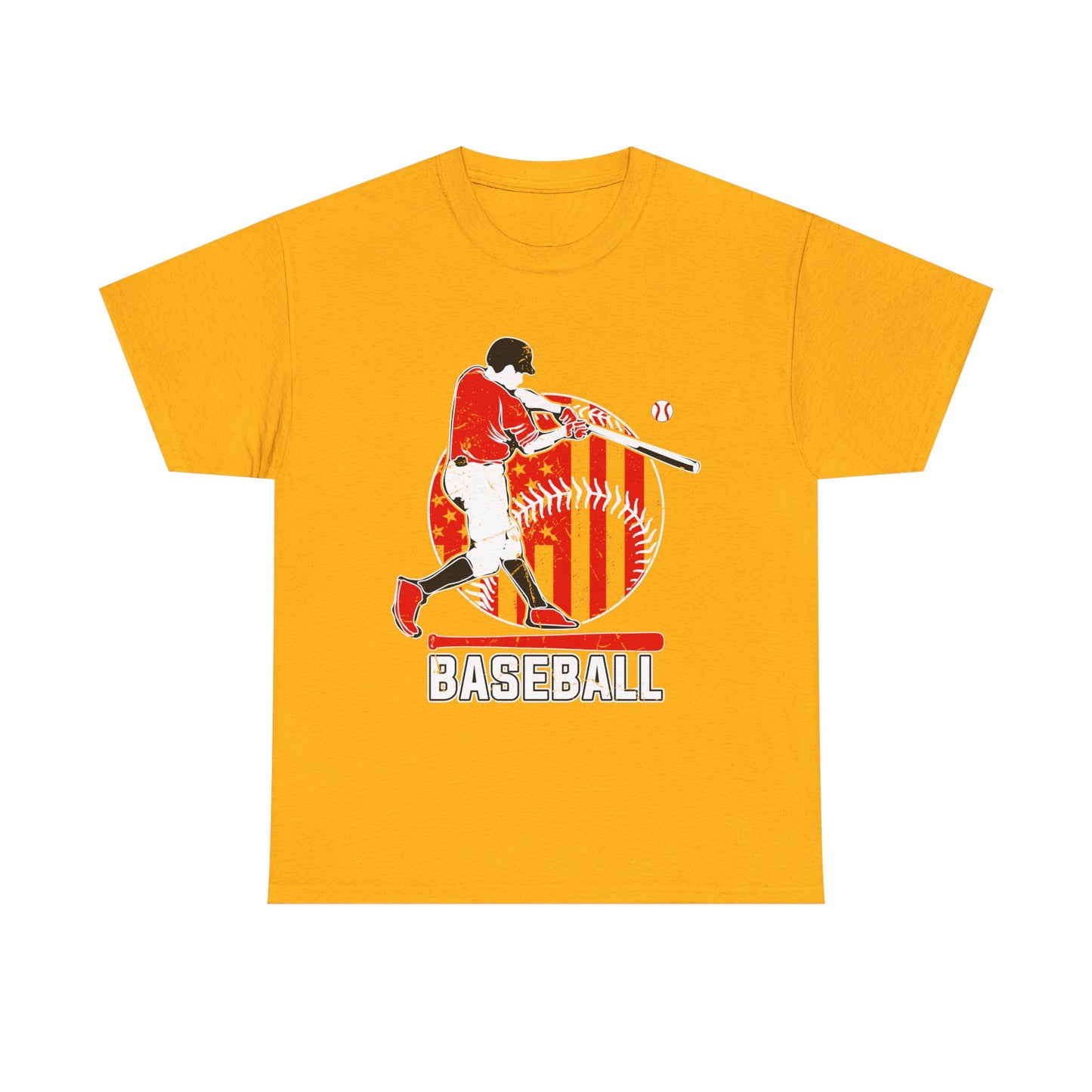 Baseball Player Graphic Tee — Vintage Red Batter Design
