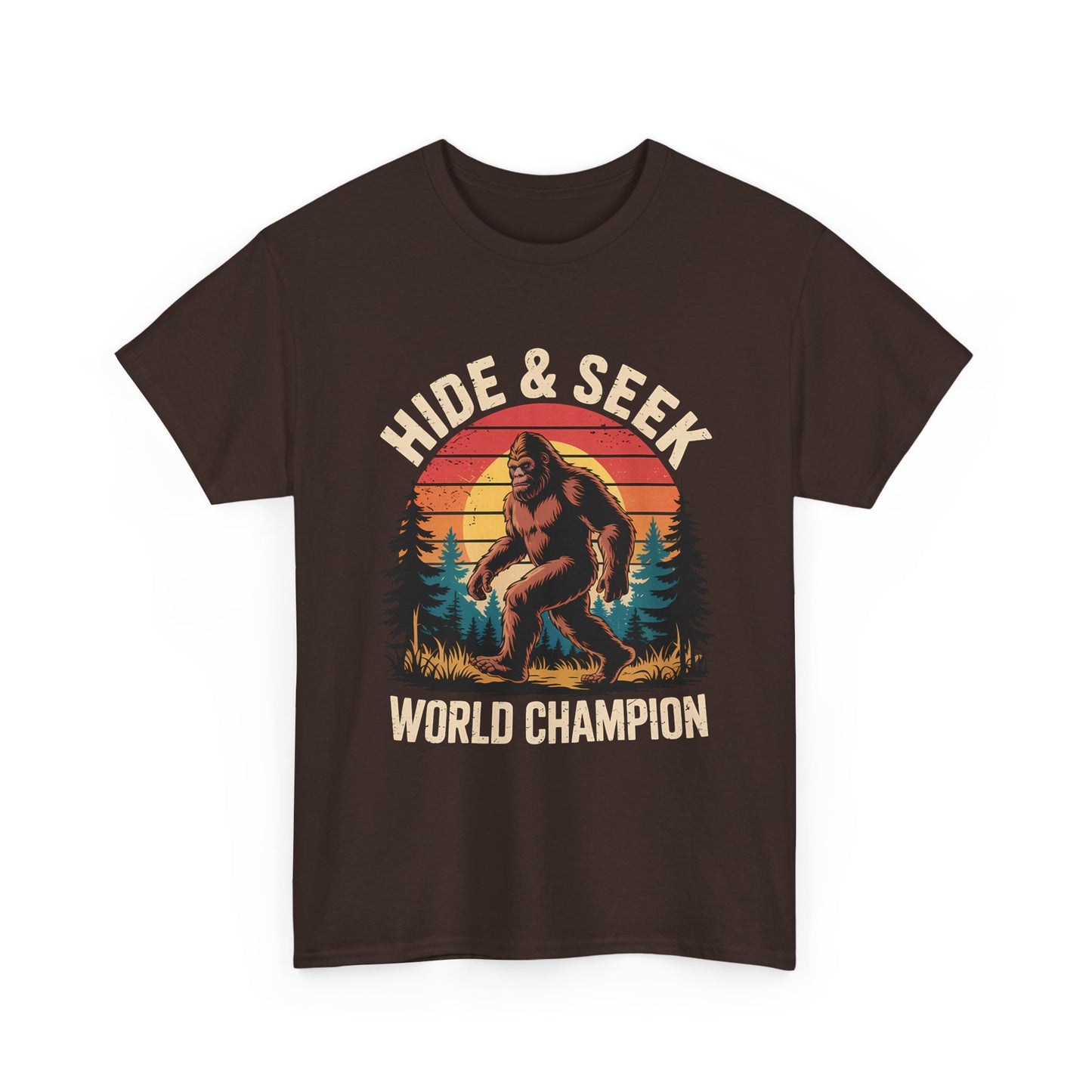 Hide & Seek World Champion T-Shirt — Funny Bigfoot Sasquatch Graphic Tee