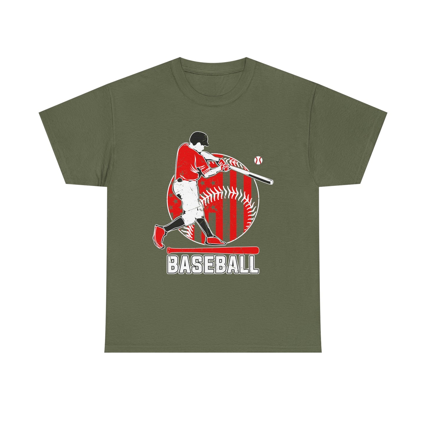 Baseball Player Graphic Tee — Vintage Red Batter Design