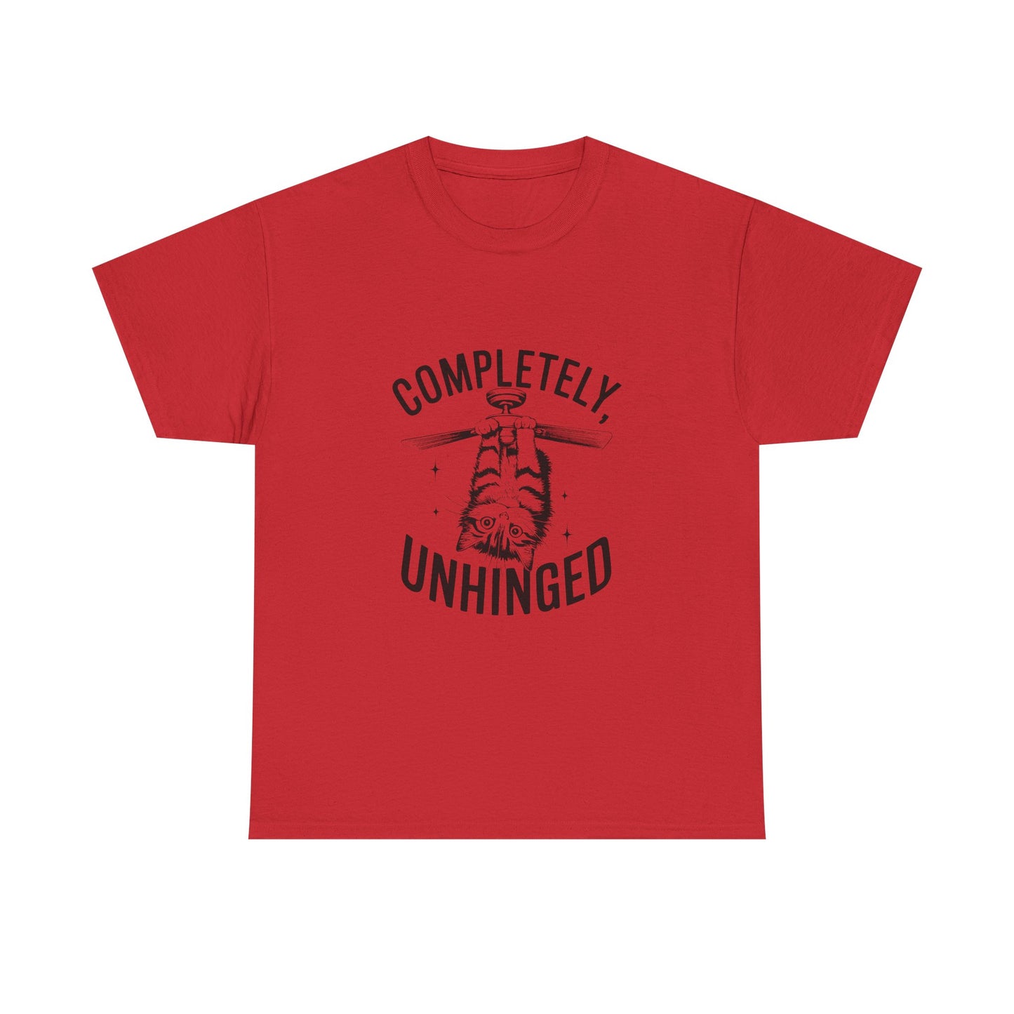 Funny T-Shirt — Completely Unhinged Graphic Tee (Vintage Cat Illustration)