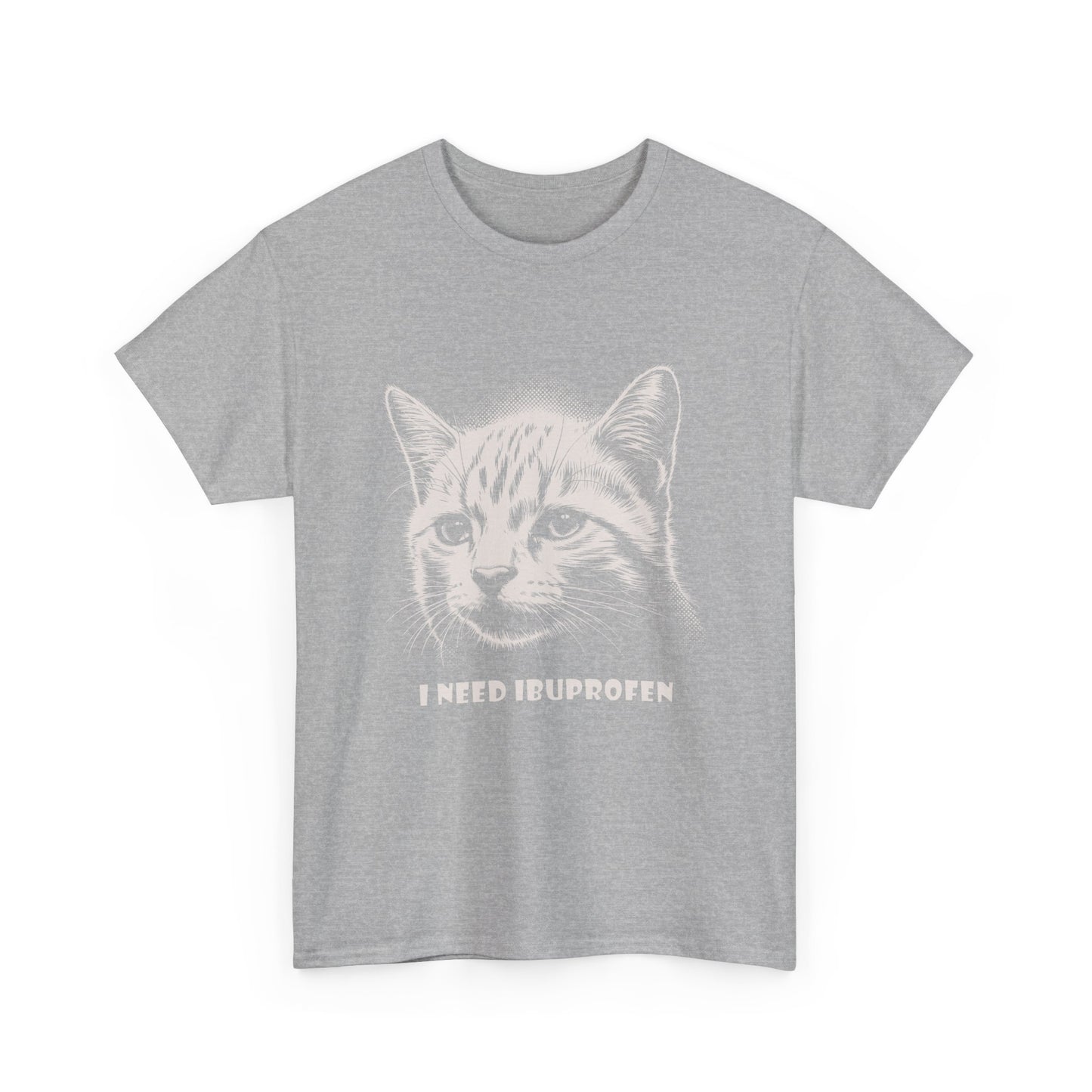 Cat Graphic Tee — "I Need Ibuprofen" Funny Vintage Cat T-Shirt