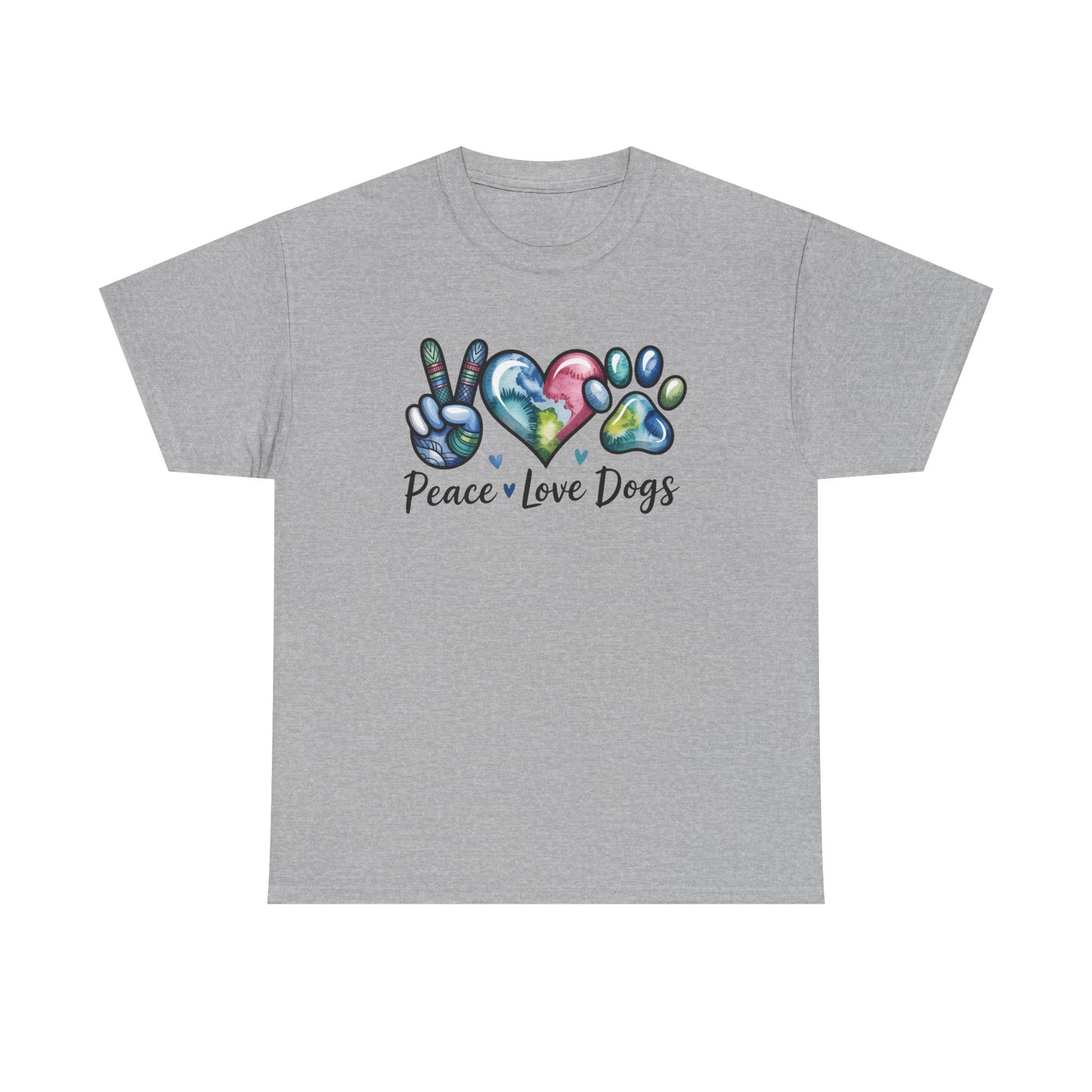 Peace Love Dogs T-Shirt — Cute Paw Print Graphic Tee for Dog Lovers
