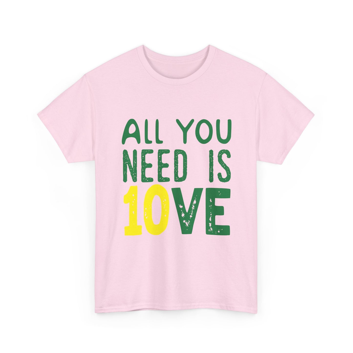 T-Shirt — "All You Need Is 10VE" Retro Green & Yellow Love Tee