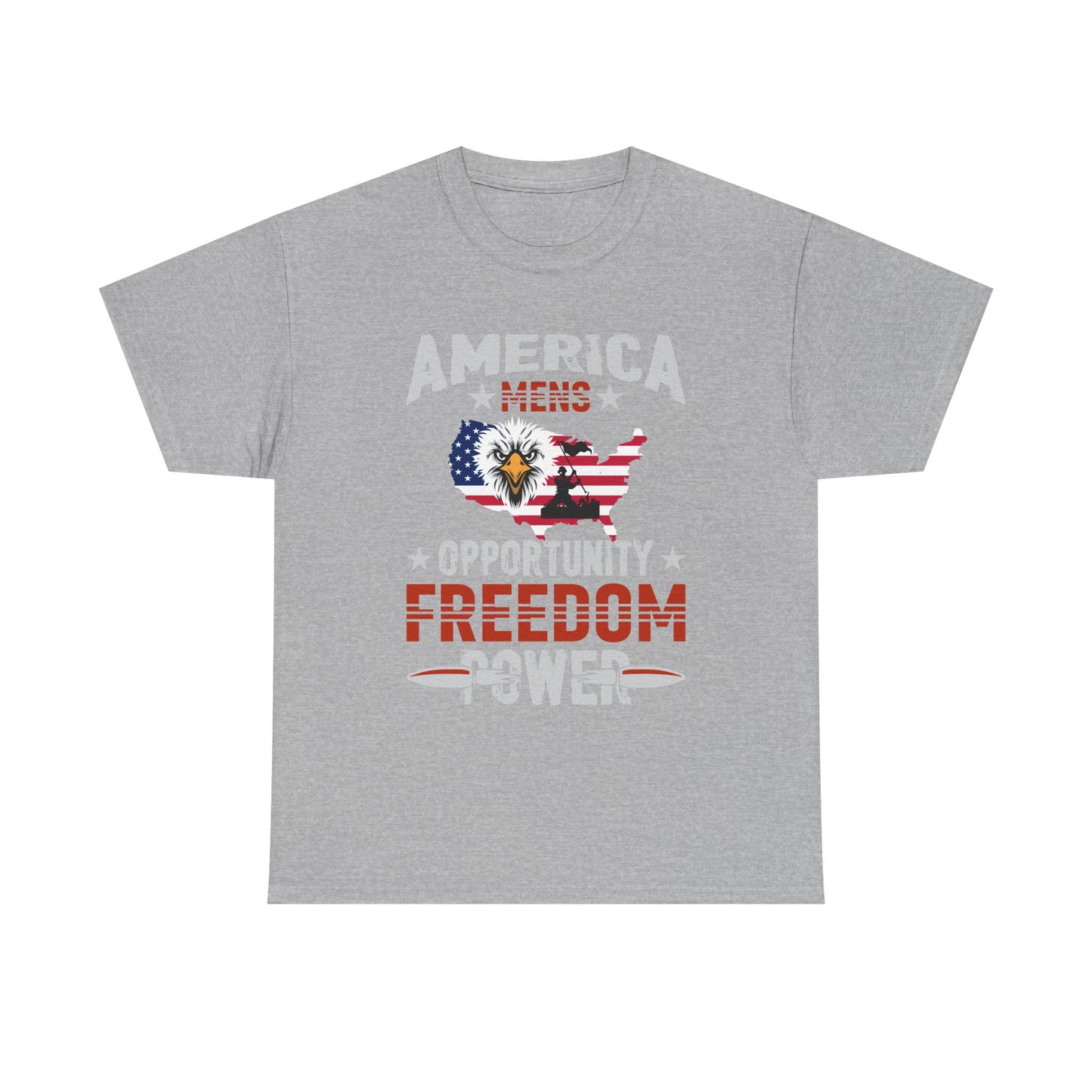 Freedom Power Patriotic T‑Shirt — America Opportunity & Veterans Flag Design