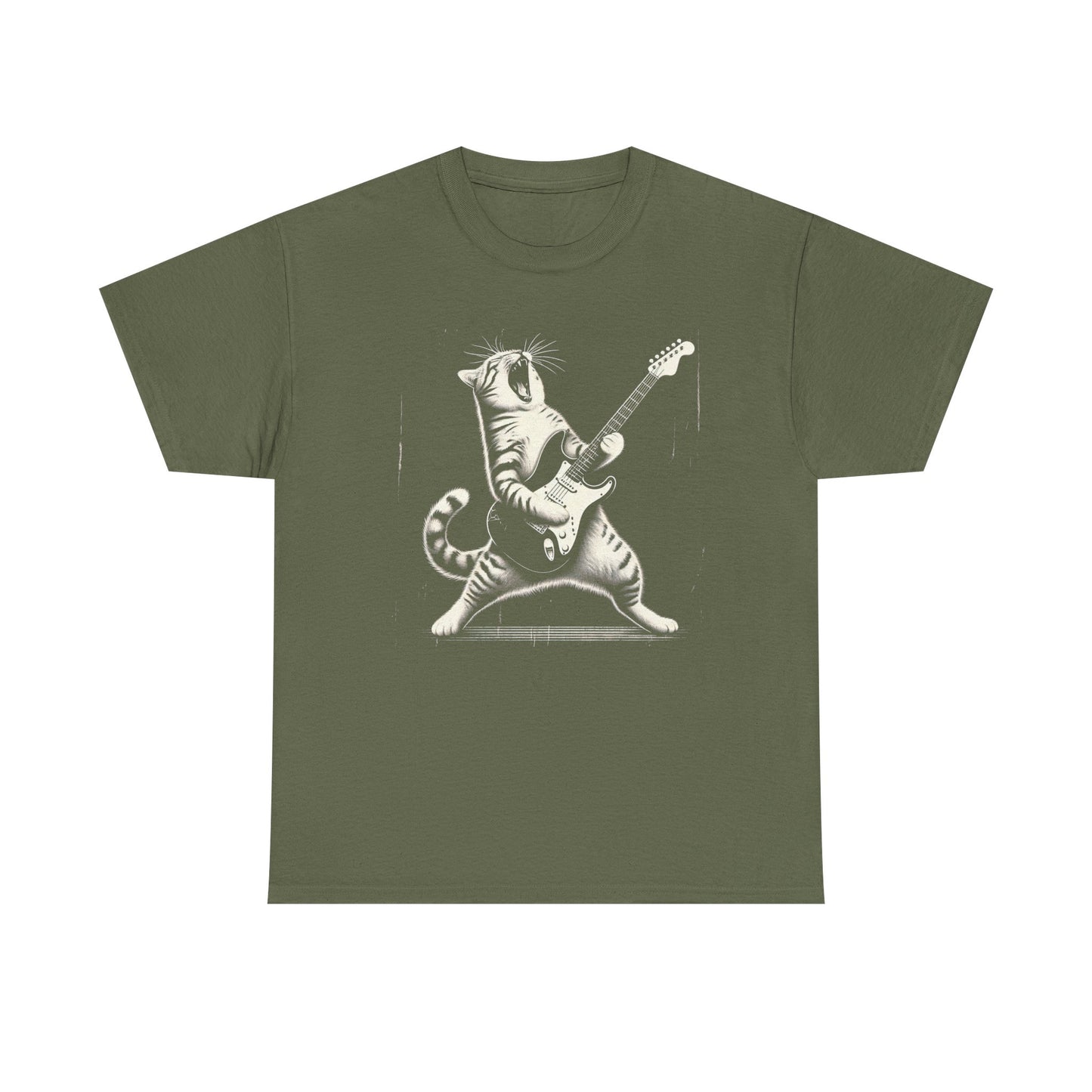 Cat Rocker T-Shirt — Guitar Playing Cat Vintage Band Tee