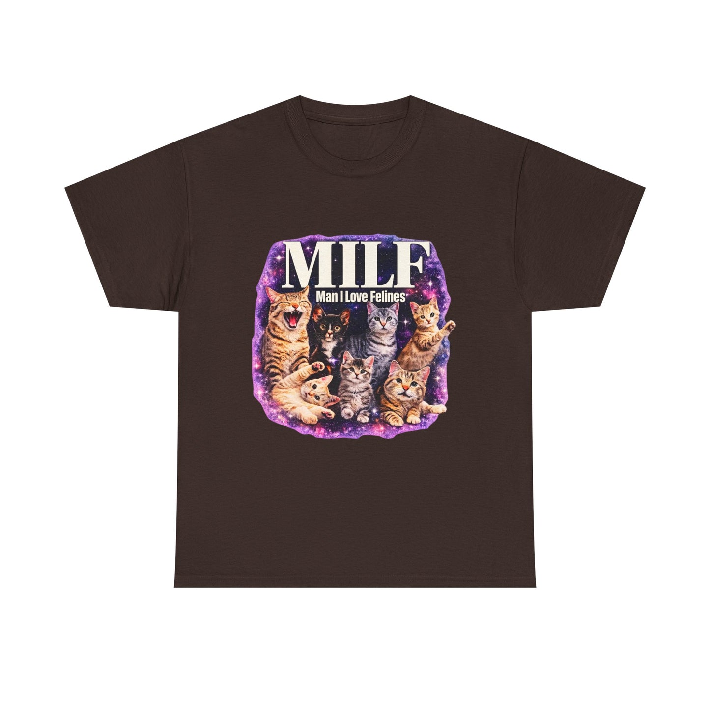 Cat Lover Tee — "MILE: Man I Love Felines" Graphic T-Shirt