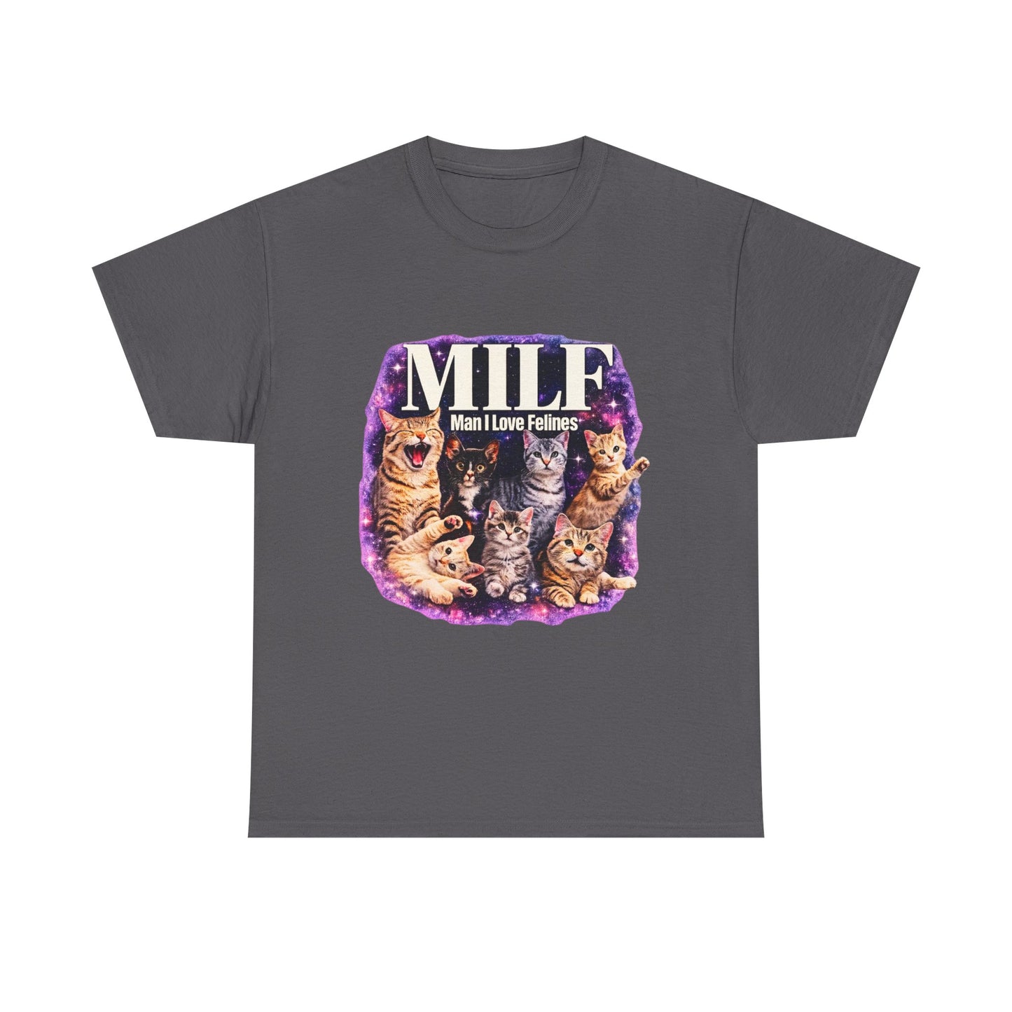 Cat Lover Tee — "MILE: Man I Love Felines" Graphic T-Shirt