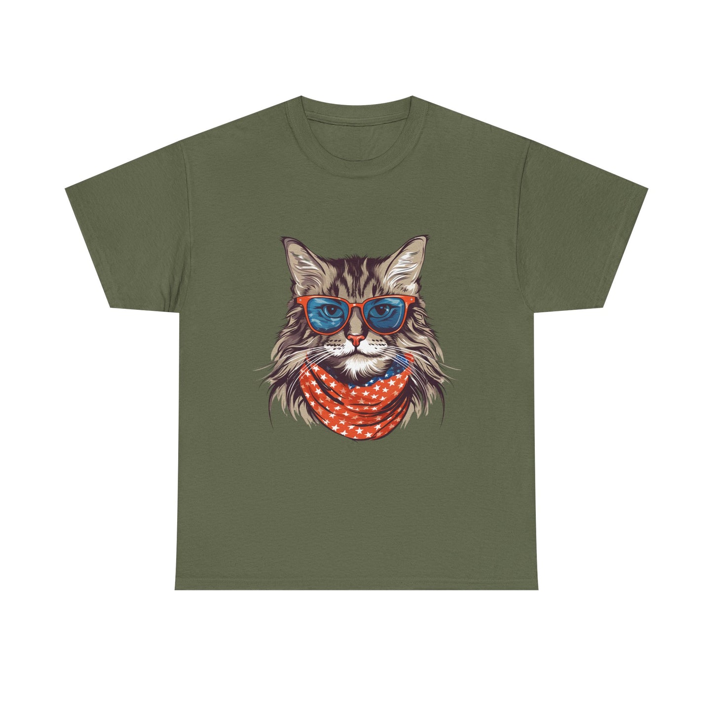 Cat with Sunglasses & Bandana T-Shirt — Cool Retro Cat Graphic Tee