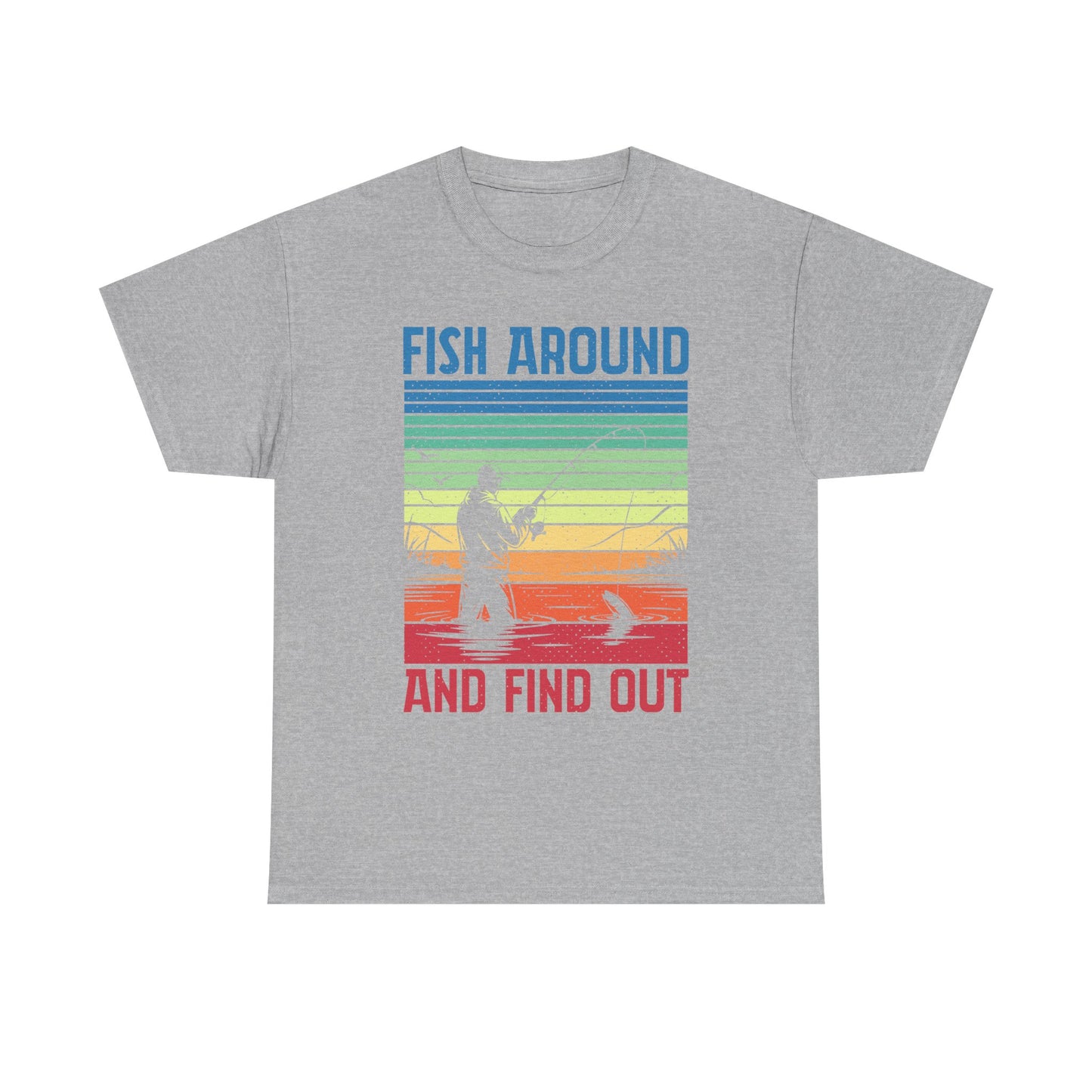 Fishing T-Shirt - "Fish Around and Find Out" Retro Sunset Angler Tee
