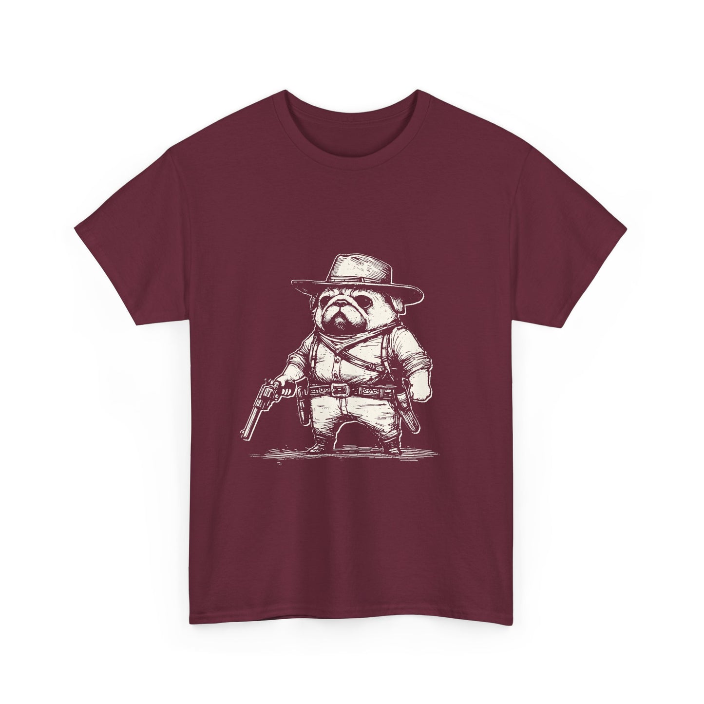 Pug Gunslinger T-Shirt – Cute Cowboy Pug Graphic Tee