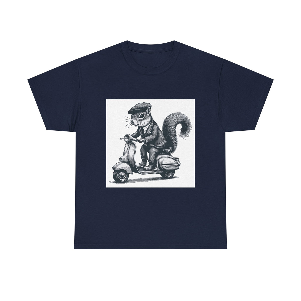 Squirrel on Scooter T-Shirt — Retro Riding Animal Tee