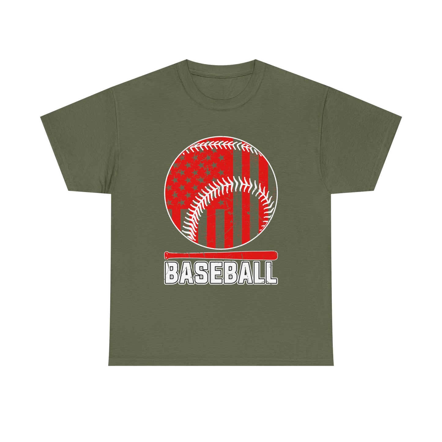 Baseball Flag Graphic Tee — Red & Black Baseball USA Design