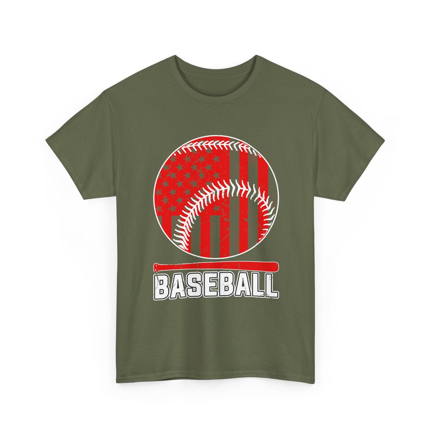Baseball Flag Graphic Tee — Red & Black Baseball USA Design