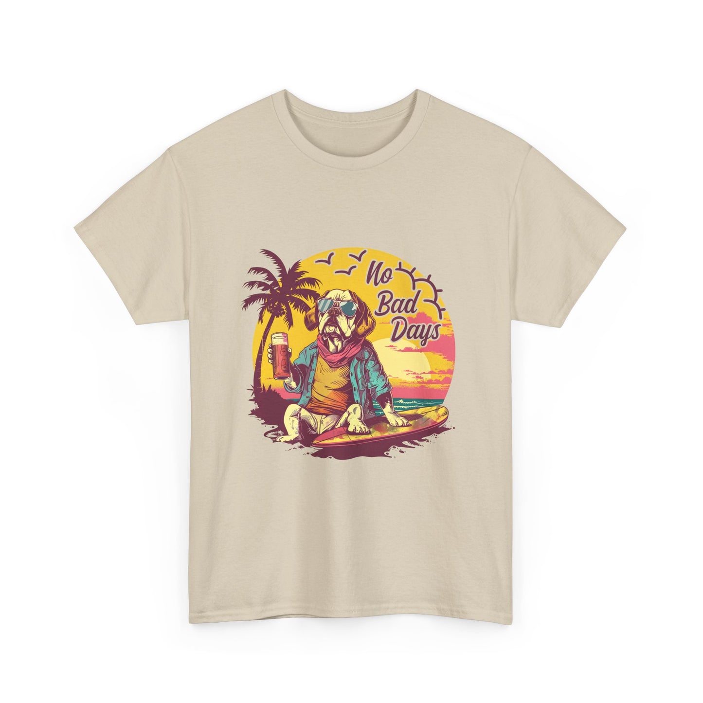 T-Shirt — "No Bad Days" Surf Sloth Retro Beach Tee
