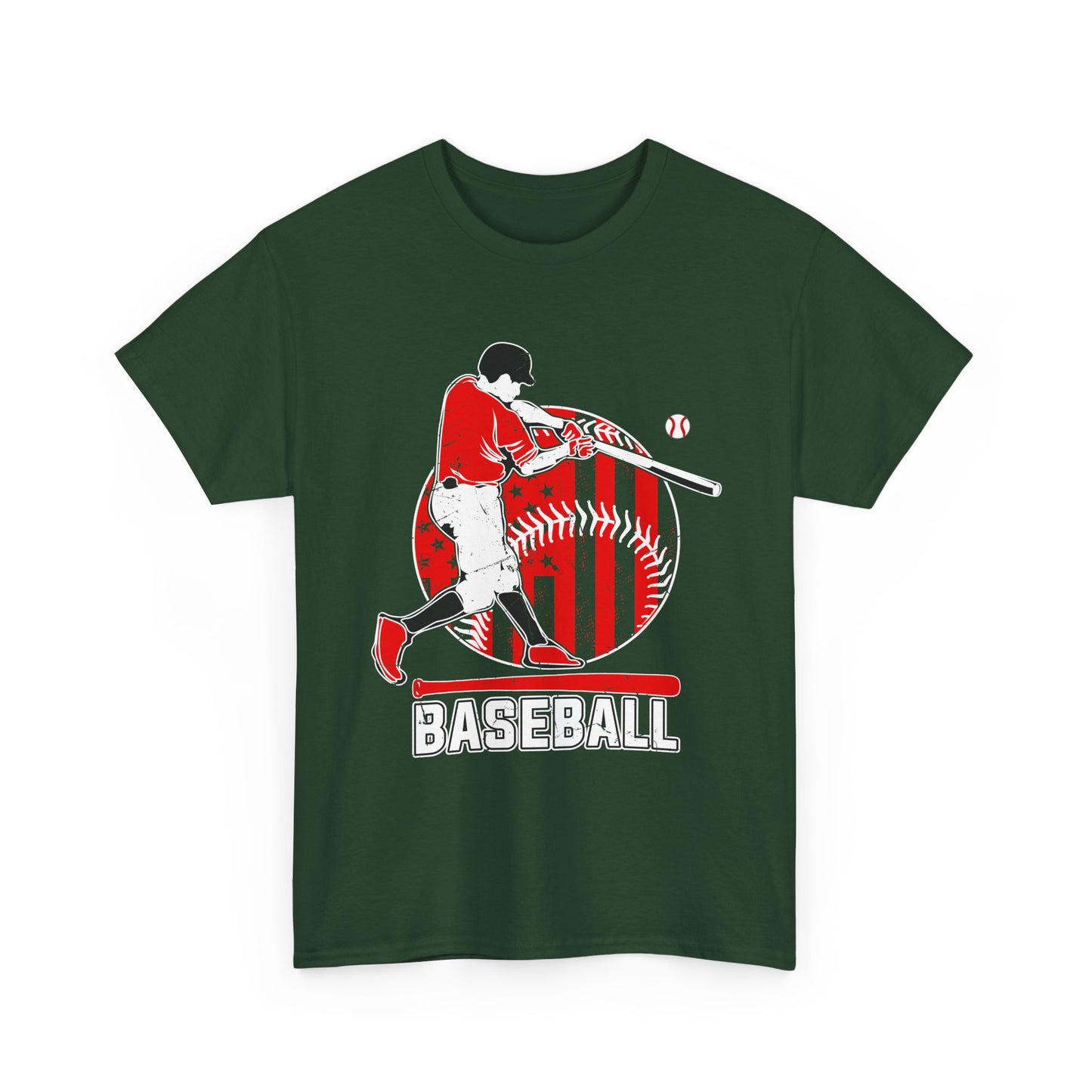 Baseball Player Graphic Tee — Vintage Red Batter Design