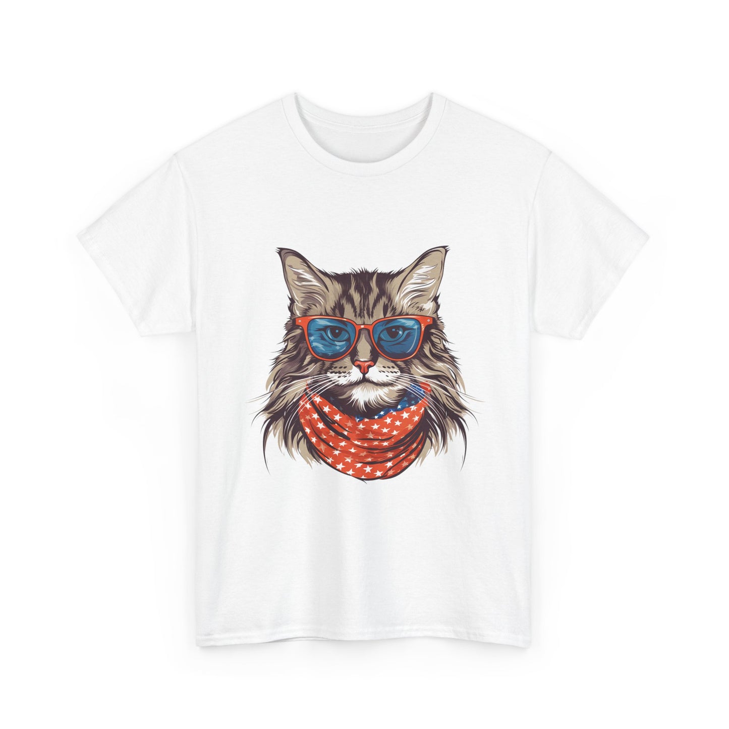 Cat with Sunglasses & Bandana T-Shirt — Cool Retro Cat Graphic Tee