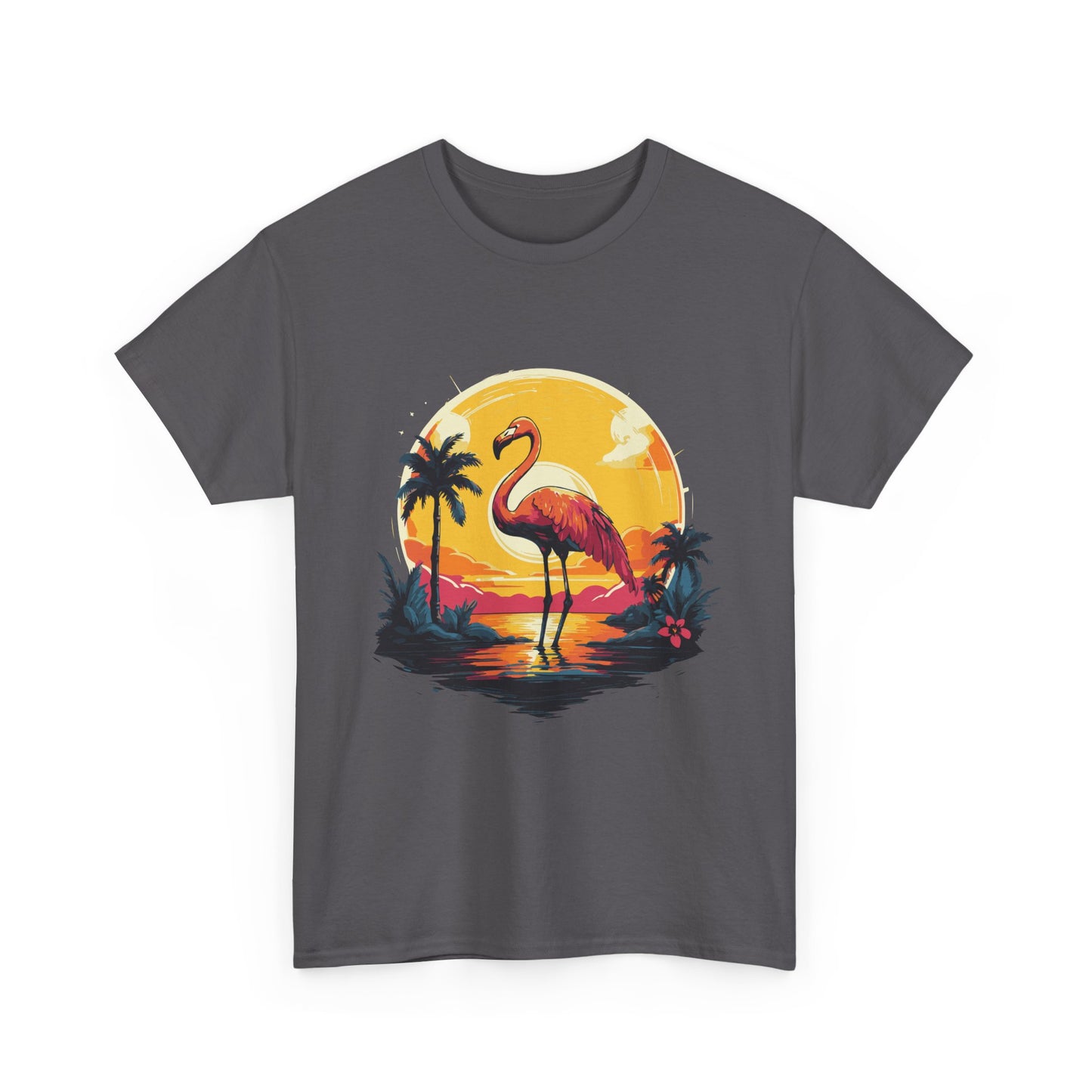 Flamingo Sunset Tee — Tropical Beach Vintage Graphic T-Shirt