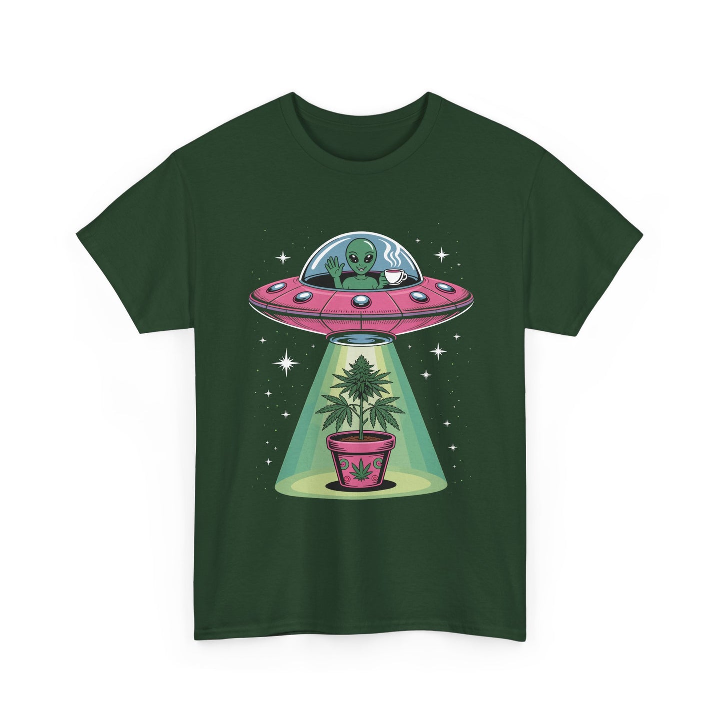 Alien UFO Plant Tee — Cute Extraterrestrial Plant Abduction Graphic T-Shirt