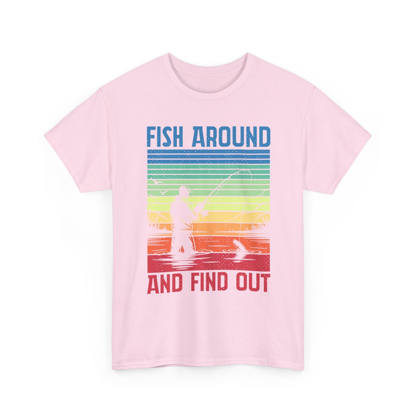 Fishing T-Shirt - "Fish Around and Find Out" Retro Sunset Angler Tee