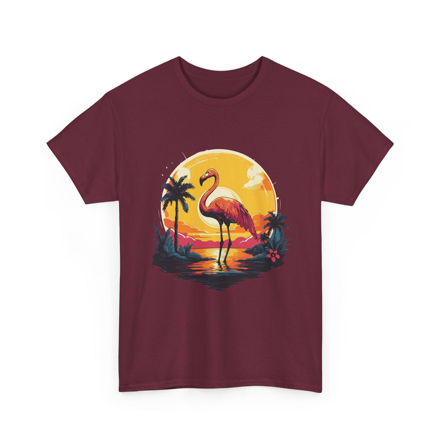 Flamingo Sunset Tee — Tropical Beach Vintage Graphic T-Shirt