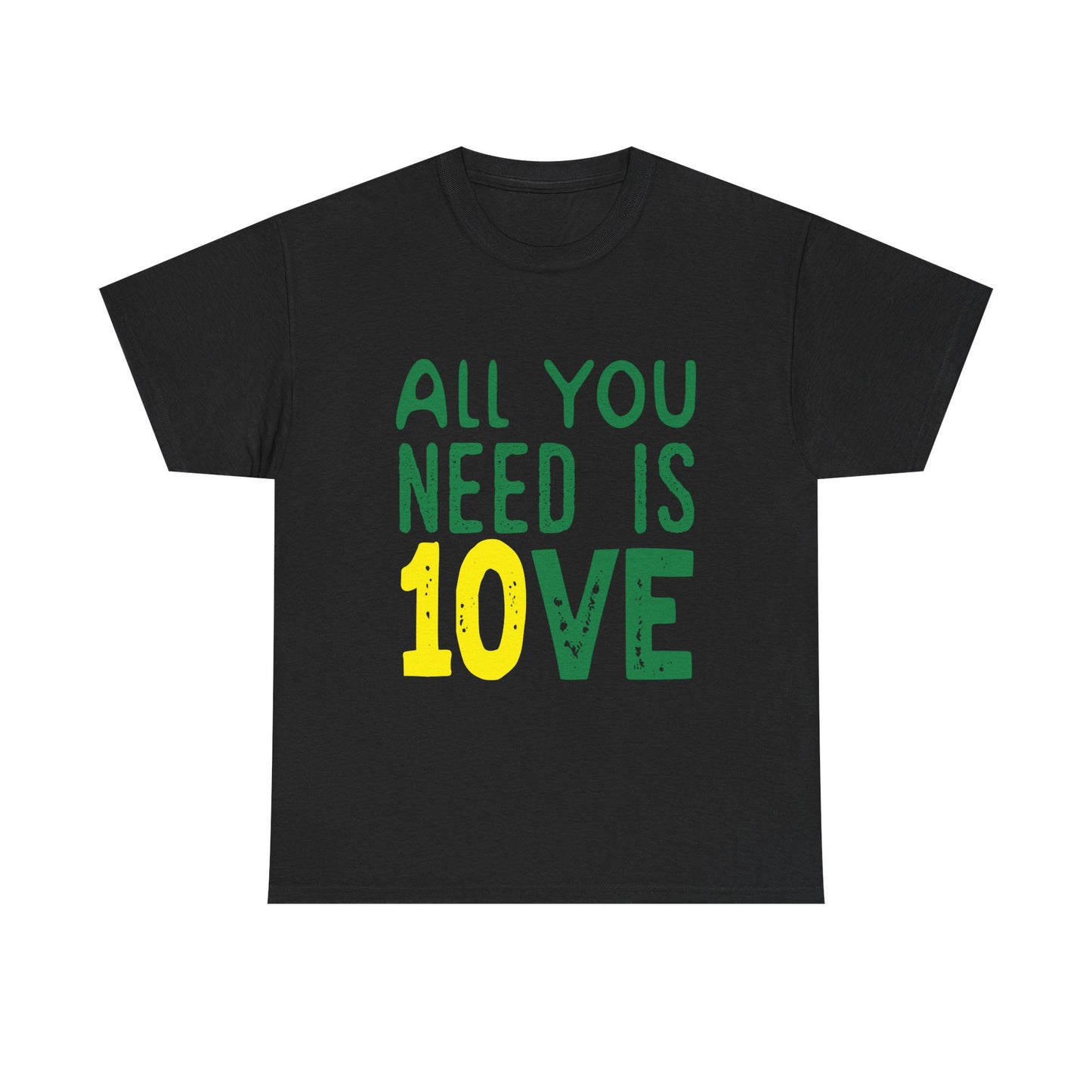 T-Shirt — "All You Need Is 10VE" Retro Green & Yellow Love Tee