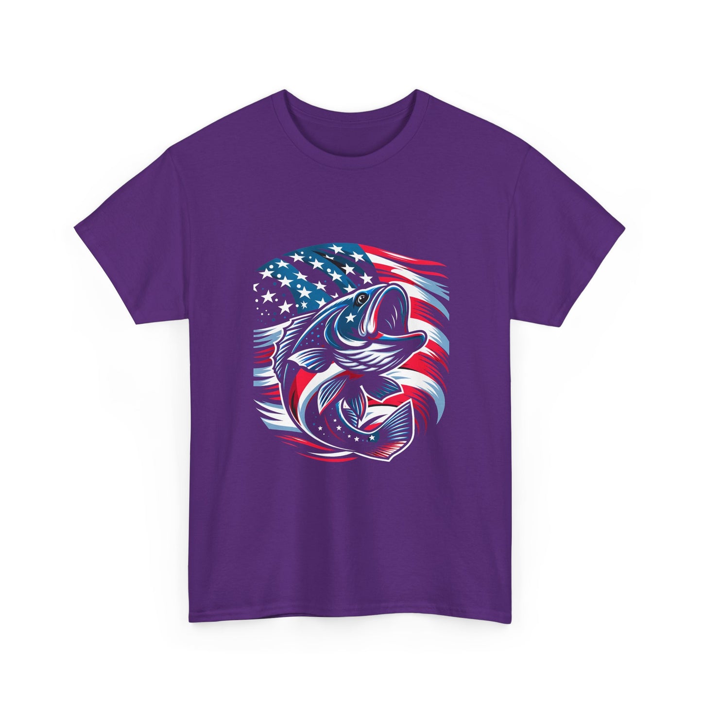 Fishing Bass T-Shirt with American Flag — Patriotic Angler Tee