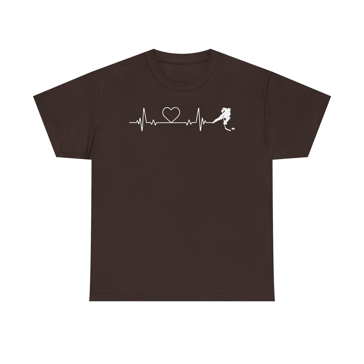 Running Heartbeat T-Shirt — Runner ECG Line with Heart Graphic