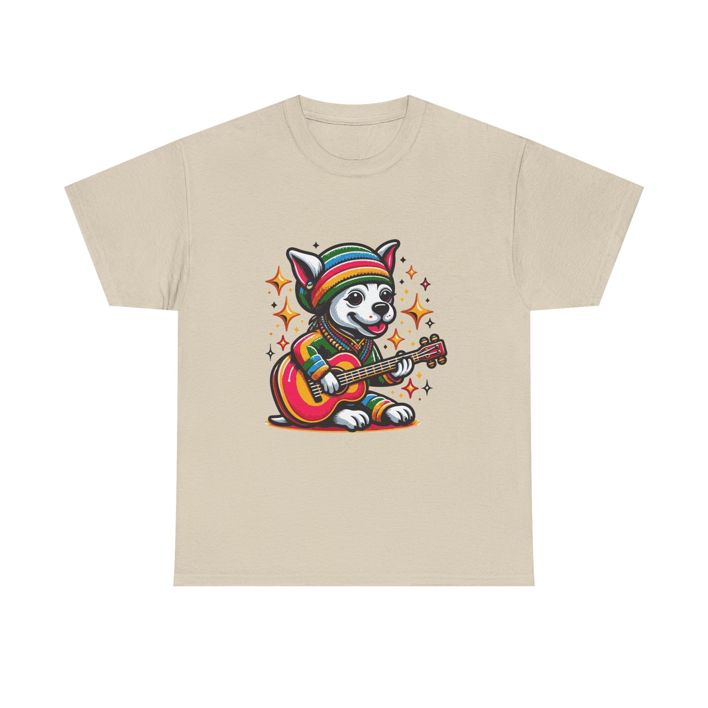 Pup Reggae Guitar Tee — Cute Dog Playing Guitar Graphic T-Shirt