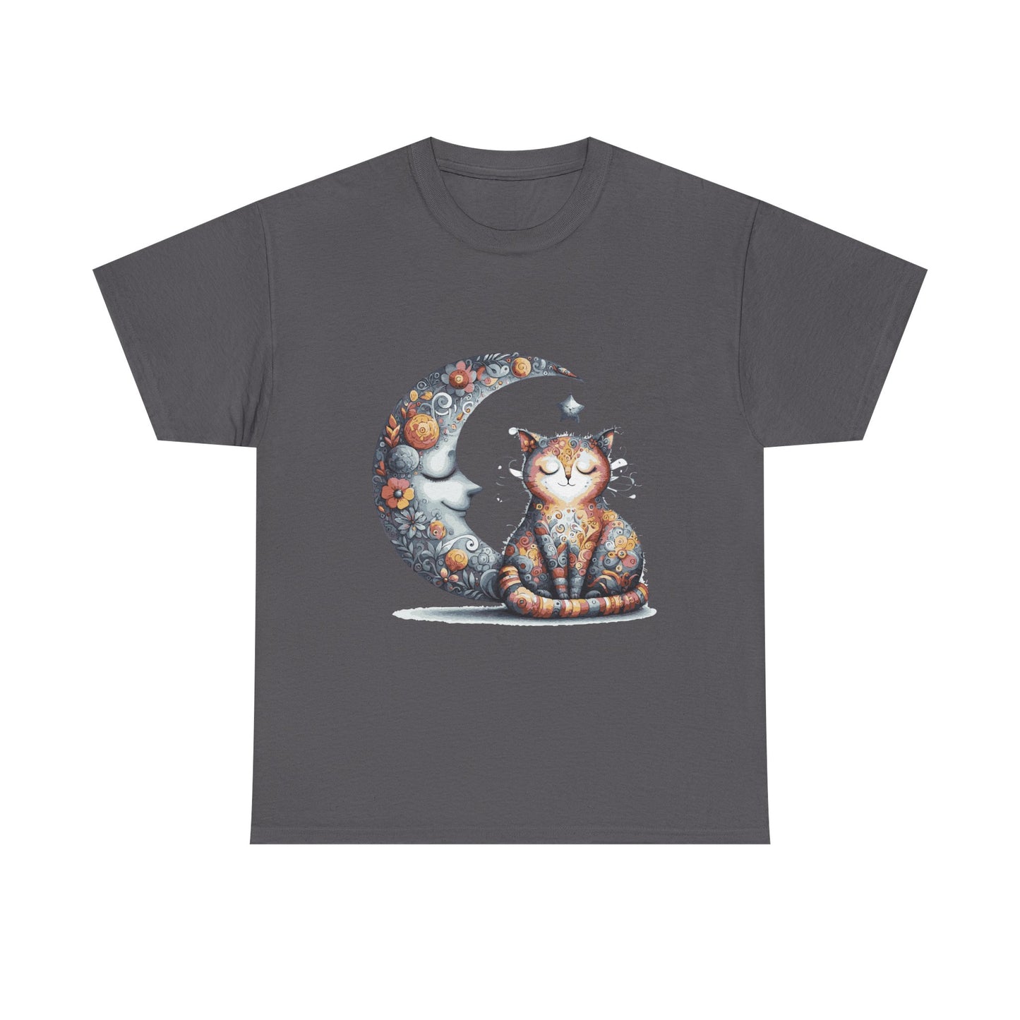 Cat Moon T-Shirt — Whimsical Cosmic Cat Graphic Tee