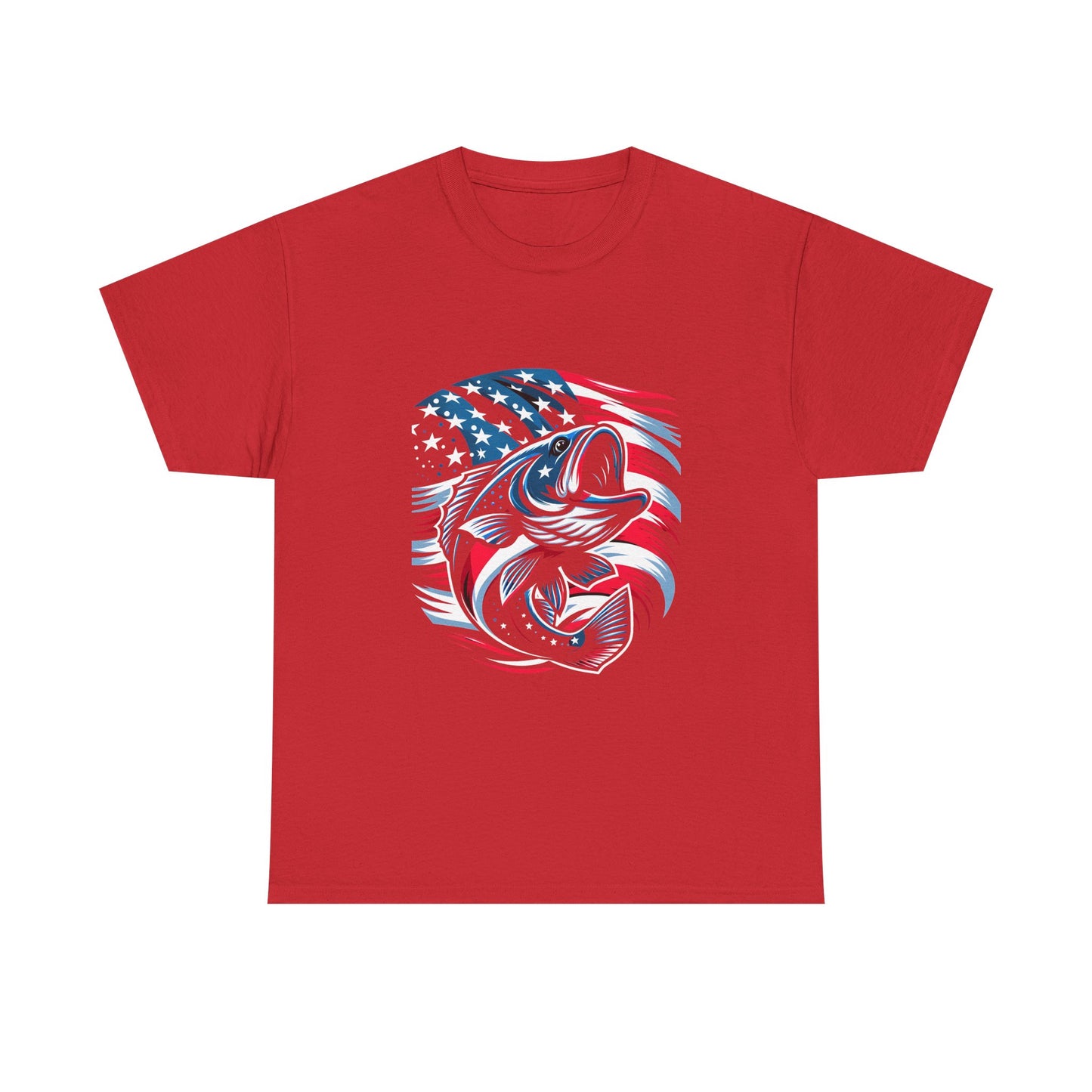Fishing Bass T-Shirt with American Flag — Patriotic Angler Tee