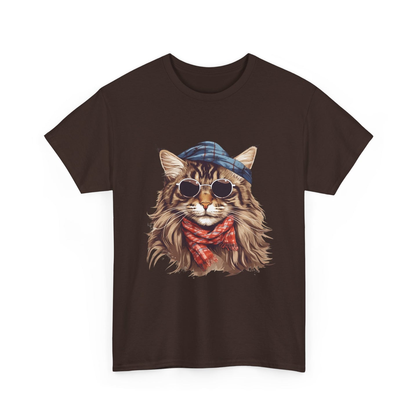 Cat Portrait Tee — Hipster Cat with Sunglasses & Bandana Graphic T-Shirt