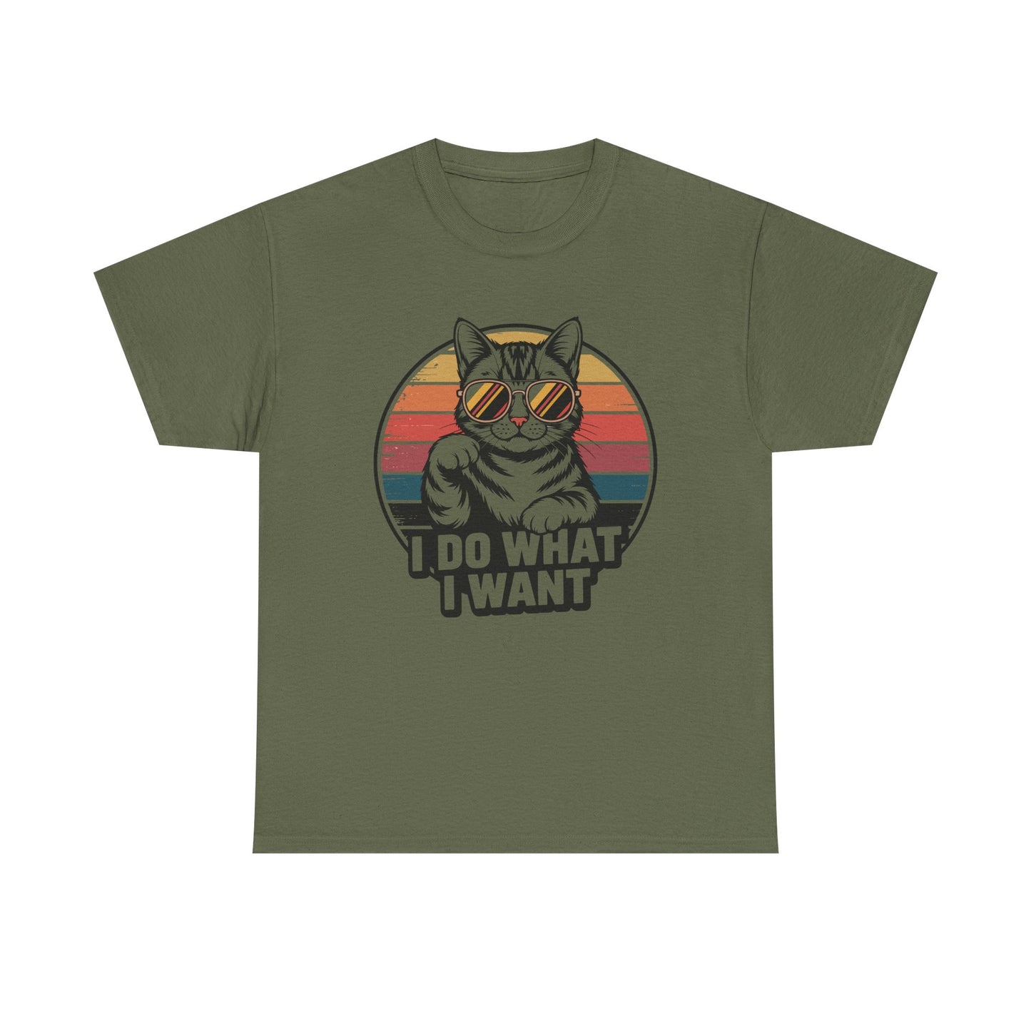 I Do What I Want Cat T-Shirt — Retro Sunglasses Vintage Stripe Graphic Tee