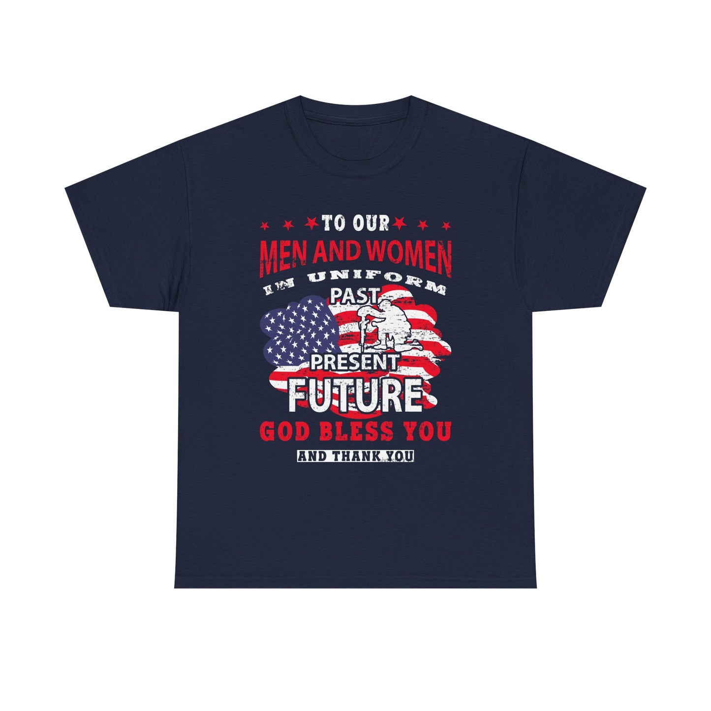 Veterans Tribute T-Shirt — "To Our Men and Women" American Flag Military Tee