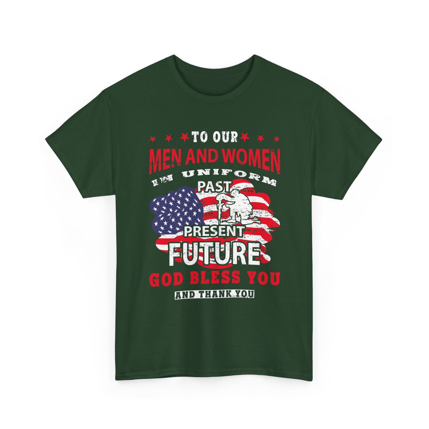 Veterans Tribute T-Shirt — "To Our Men and Women" American Flag Military Tee