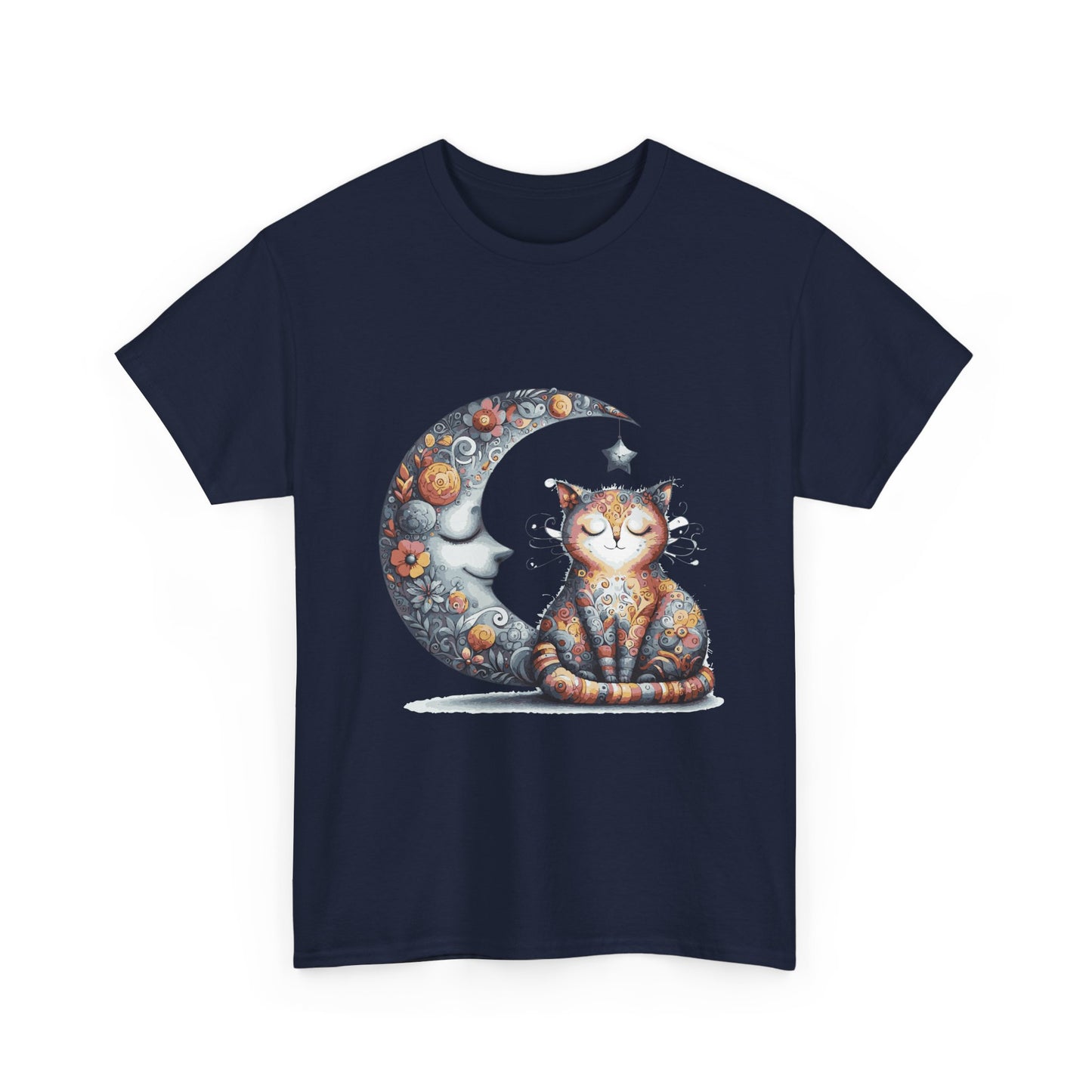 Cat Moon T-Shirt — Whimsical Cosmic Cat Graphic Tee